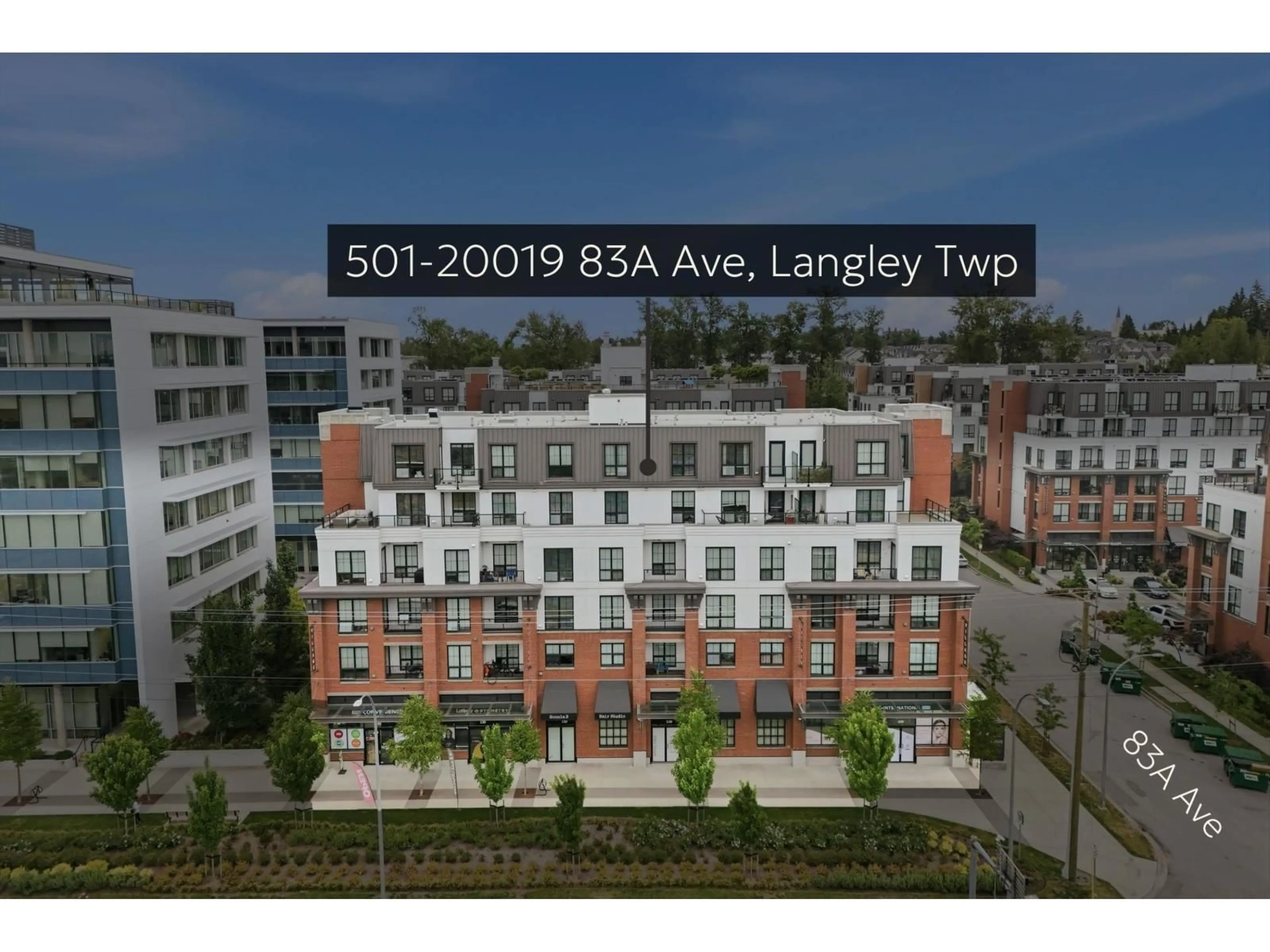 A pic from outside/outdoor area/front of a property/back of a property/a pic from drone, street for 501 - 20019 83A AVENUE, Langley British Columbia V2Y5K6