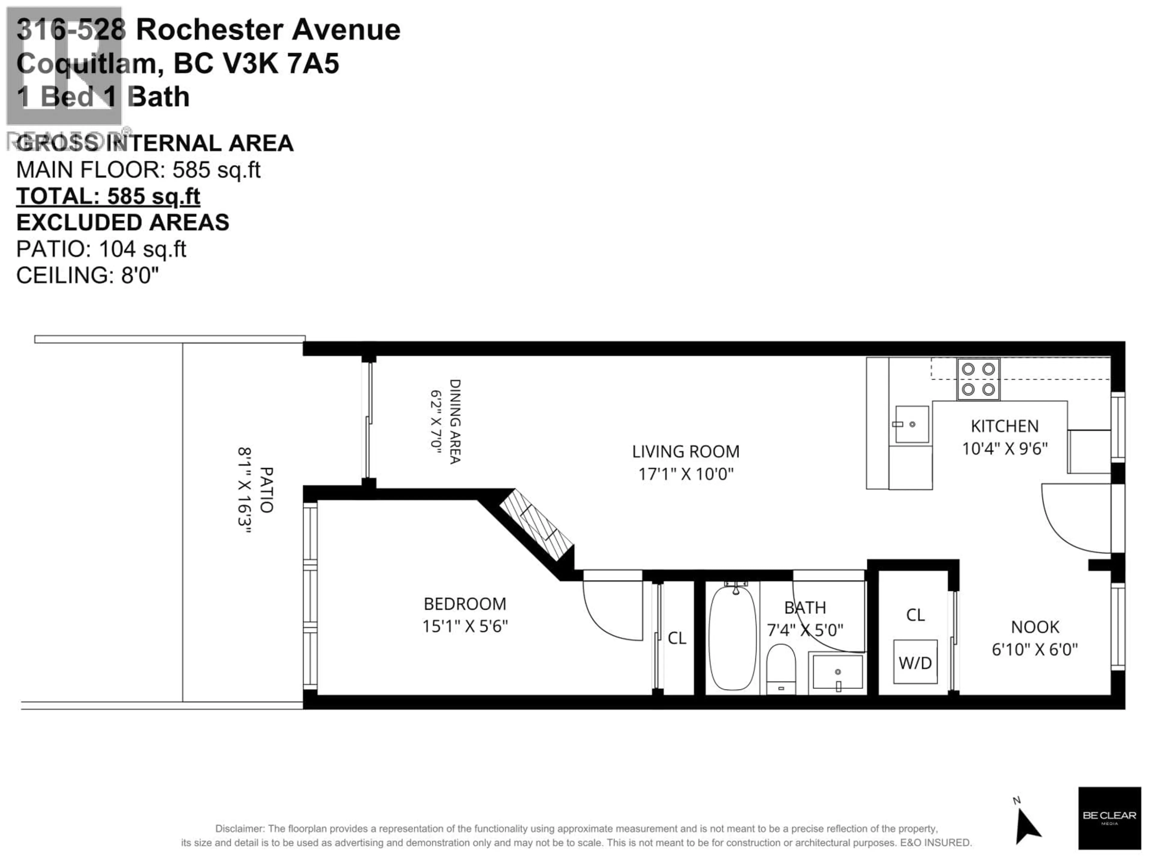 Floor plan for 316 - 528 ROCHESTER AVENUE, Coquitlam British Columbia V3K7A5