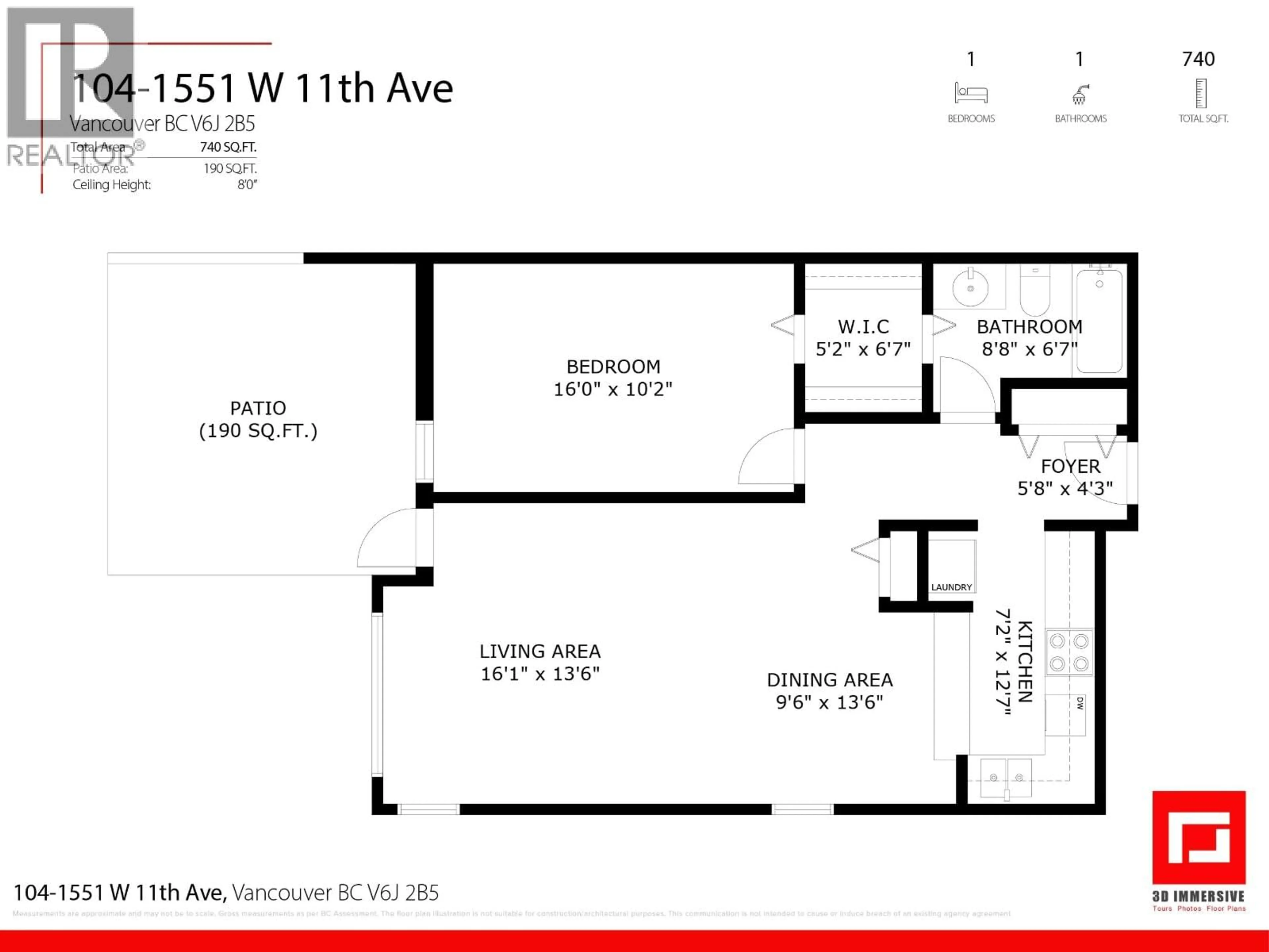 Floor plan for 104 - 1551 11TH AVENUE, Vancouver British Columbia V6J2B5