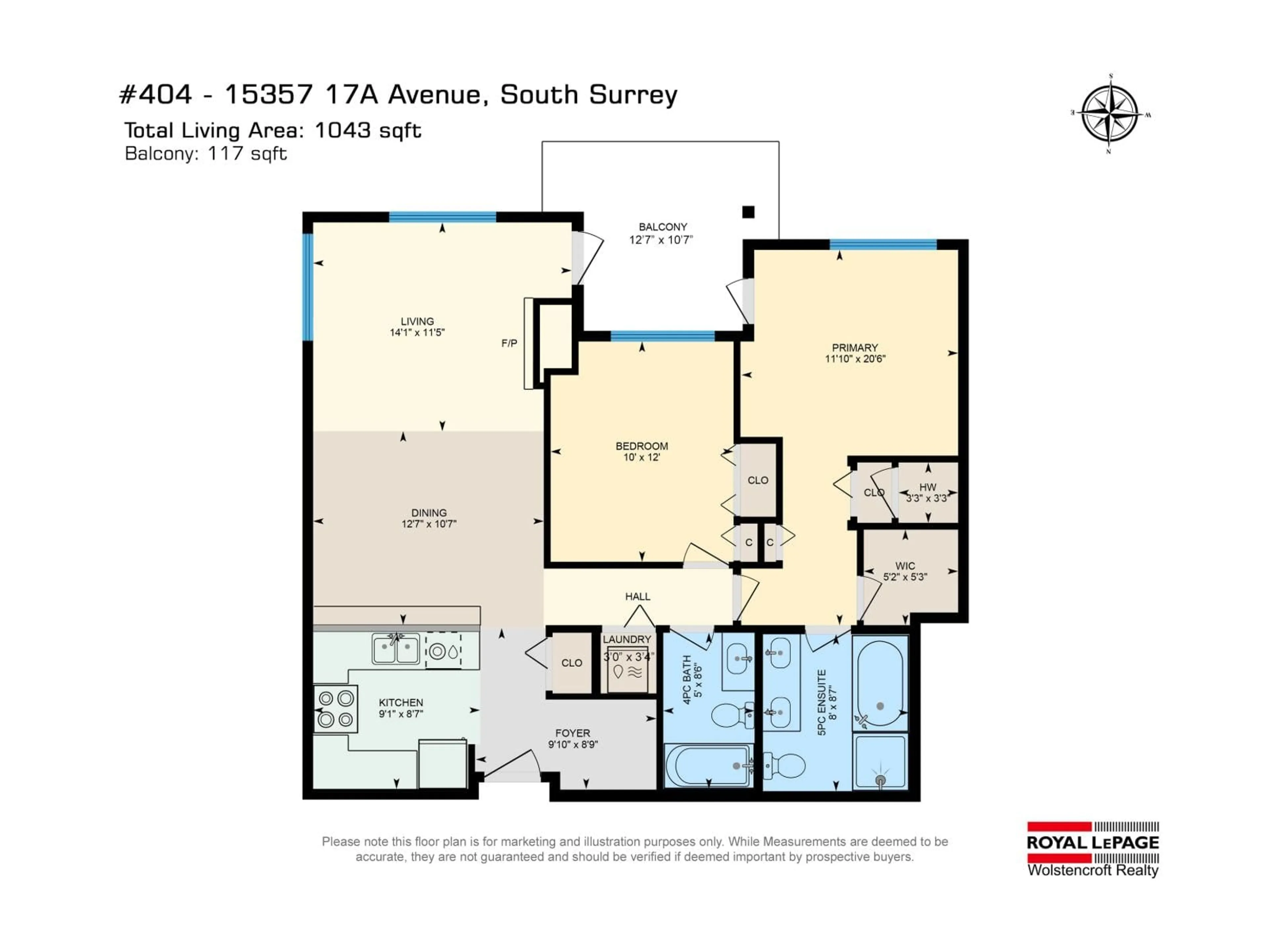 Floor plan for 403 - 15357 17A AVENUE, Surrey British Columbia V4A1V4