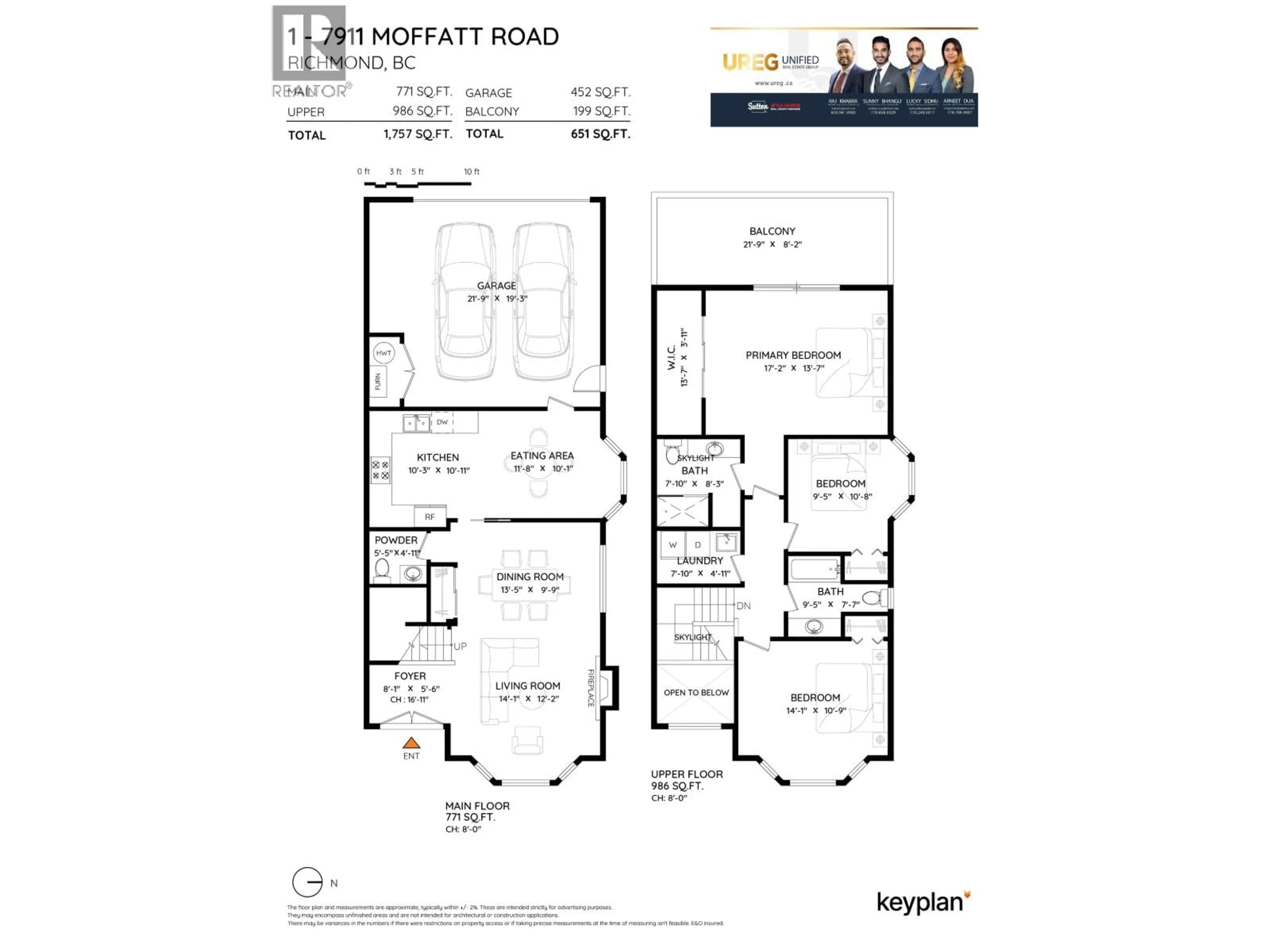 Floor plan for 1 - 7911 MOFFATT ROAD, Richmond British Columbia V6Y1X9