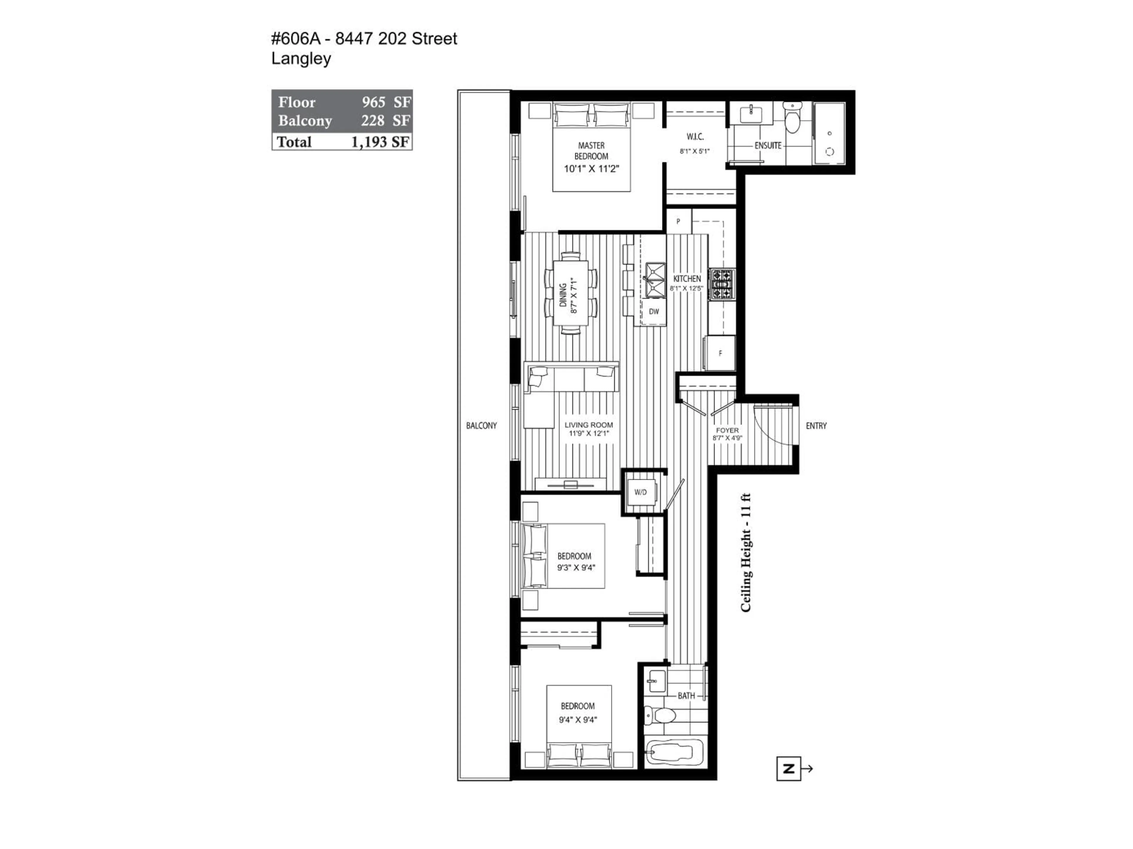 Floor plan for A606 - 8447 202 STREET, Langley British Columbia V2Y2B7
