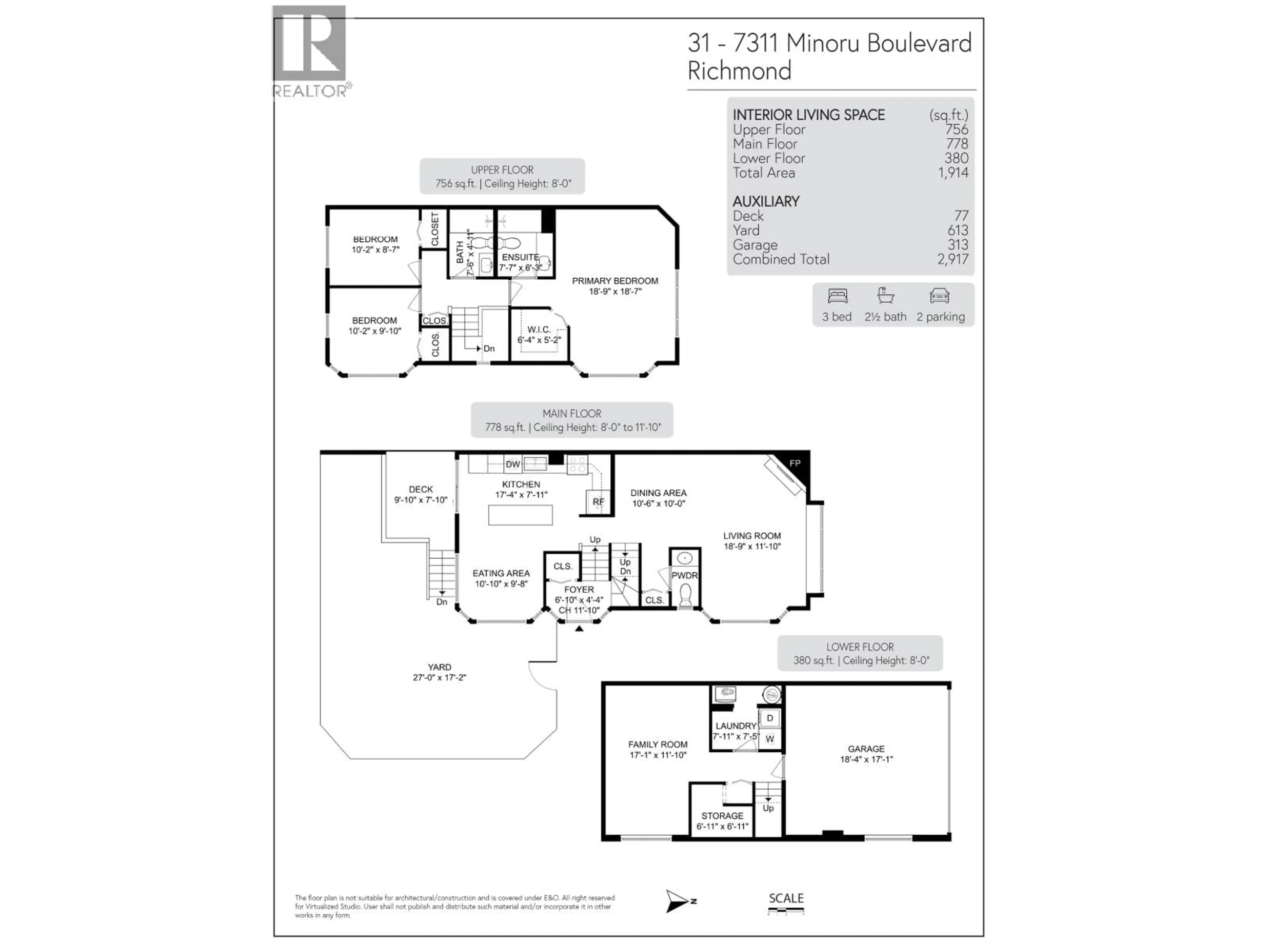Floor plan for 31 - 7311 MINORU BOULEVARD, Richmond British Columbia V6Y3S8