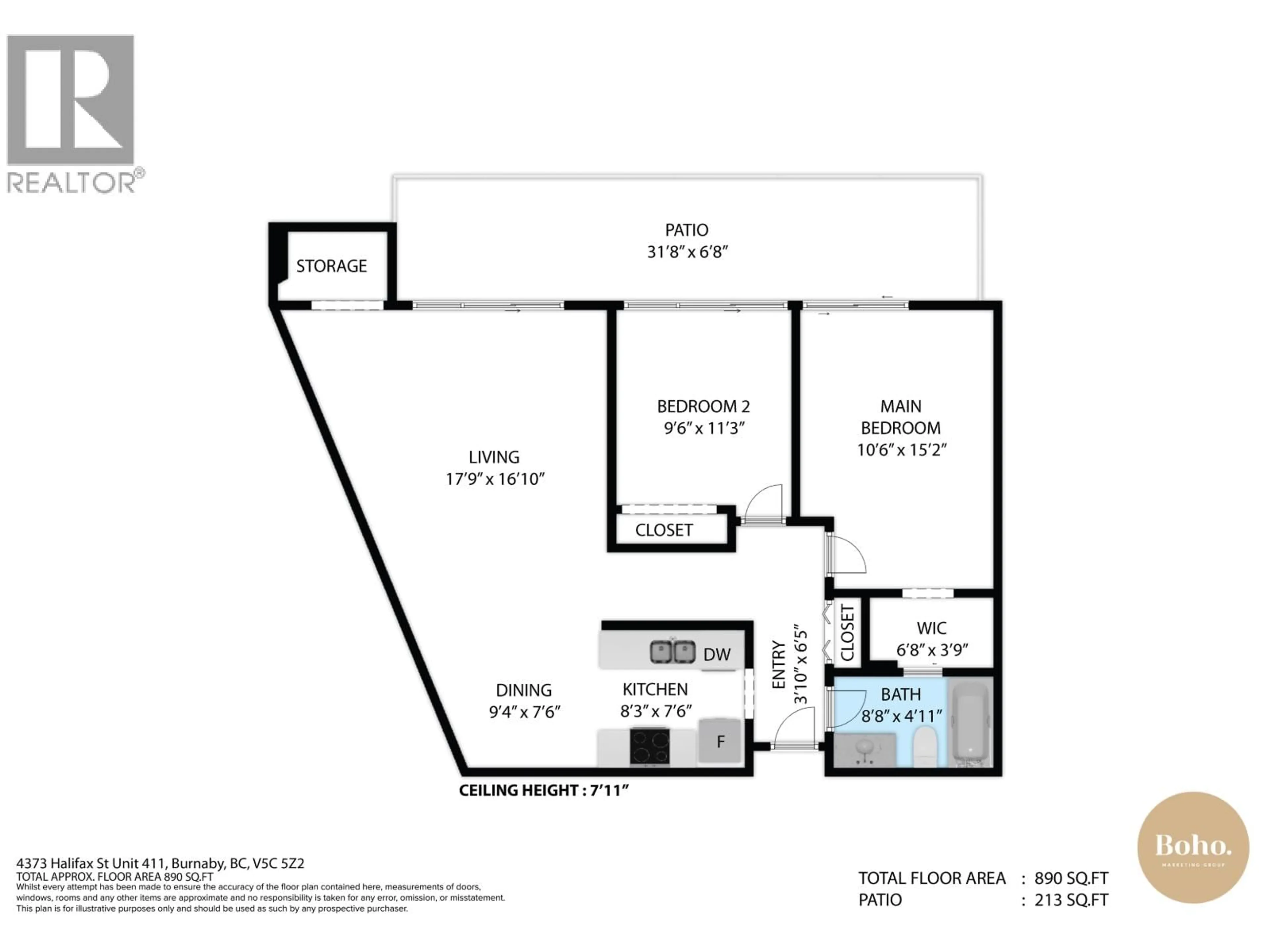 Floor plan for 411 - 4373 HALIFAX STREET, Burnaby British Columbia V5C5Z2