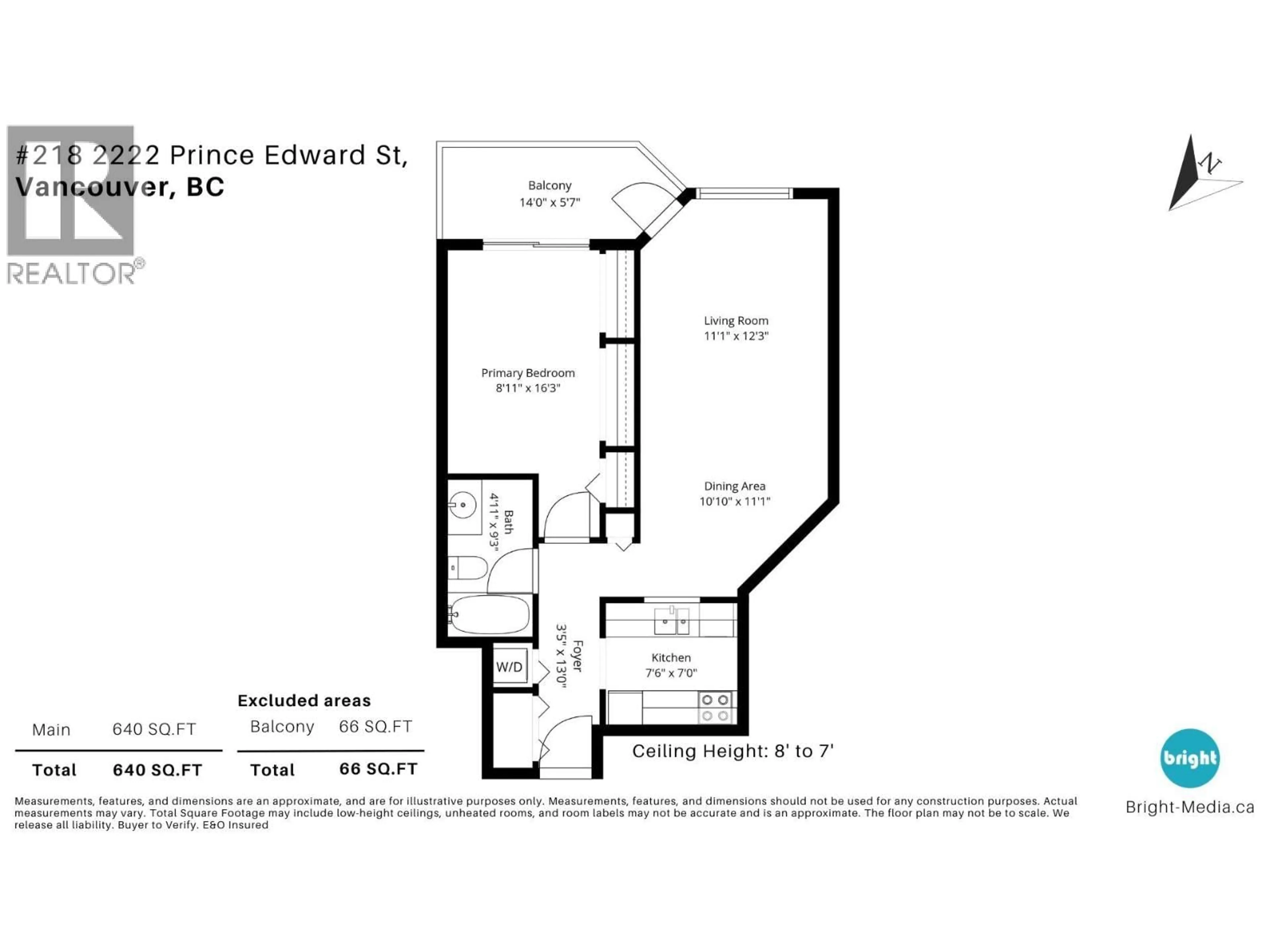 Floor plan for 218 - 2222 PRINCE EDWARD STREET, Vancouver British Columbia V5T4M6