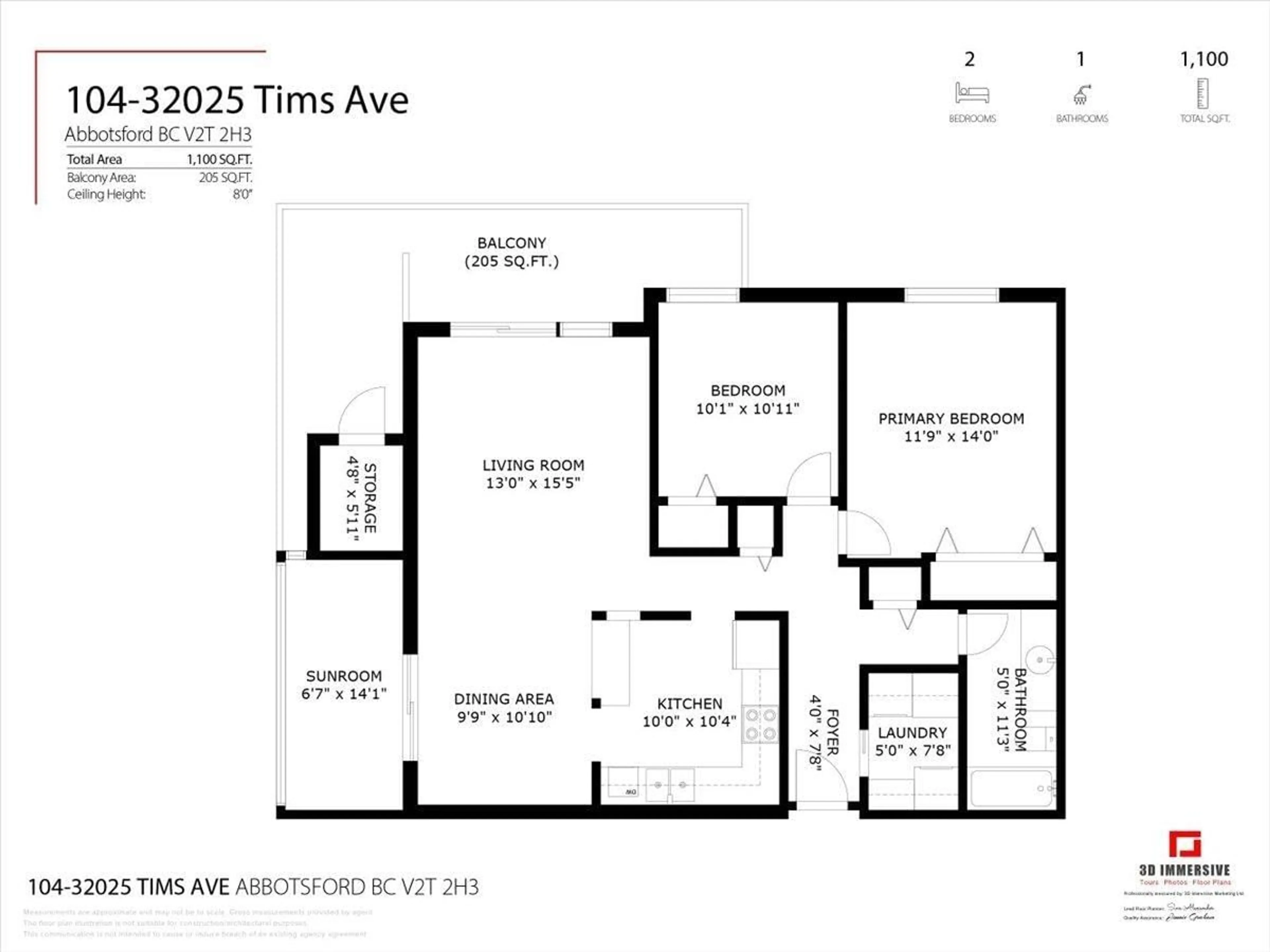 Floor plan for 104 - 32025 TIMS AVENUE, Abbotsford British Columbia V2T2H3