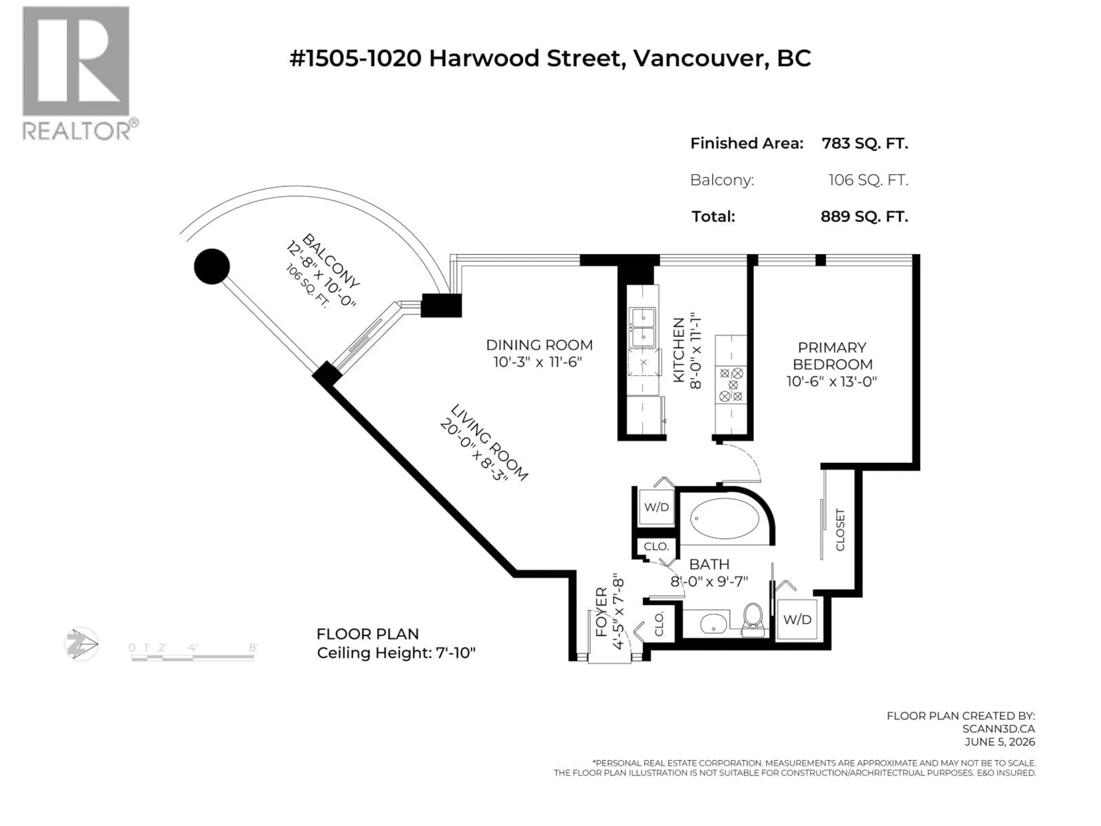 Floor plan for 1505 - 1020 HARWOOD STREET, Vancouver British Columbia V6E4R1