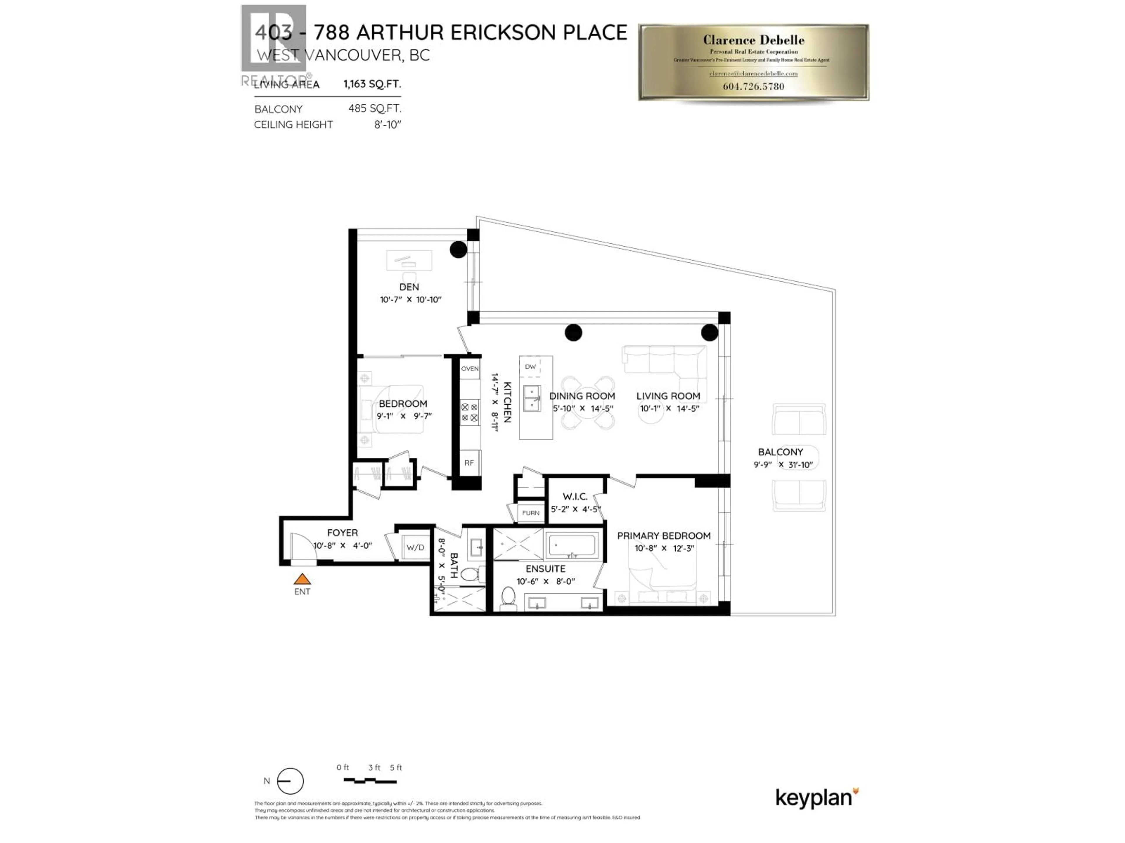 Floor plan for 403 - 788 ARTHUR ERICKSON PLACE, Vancouver British Columbia V7T0B6