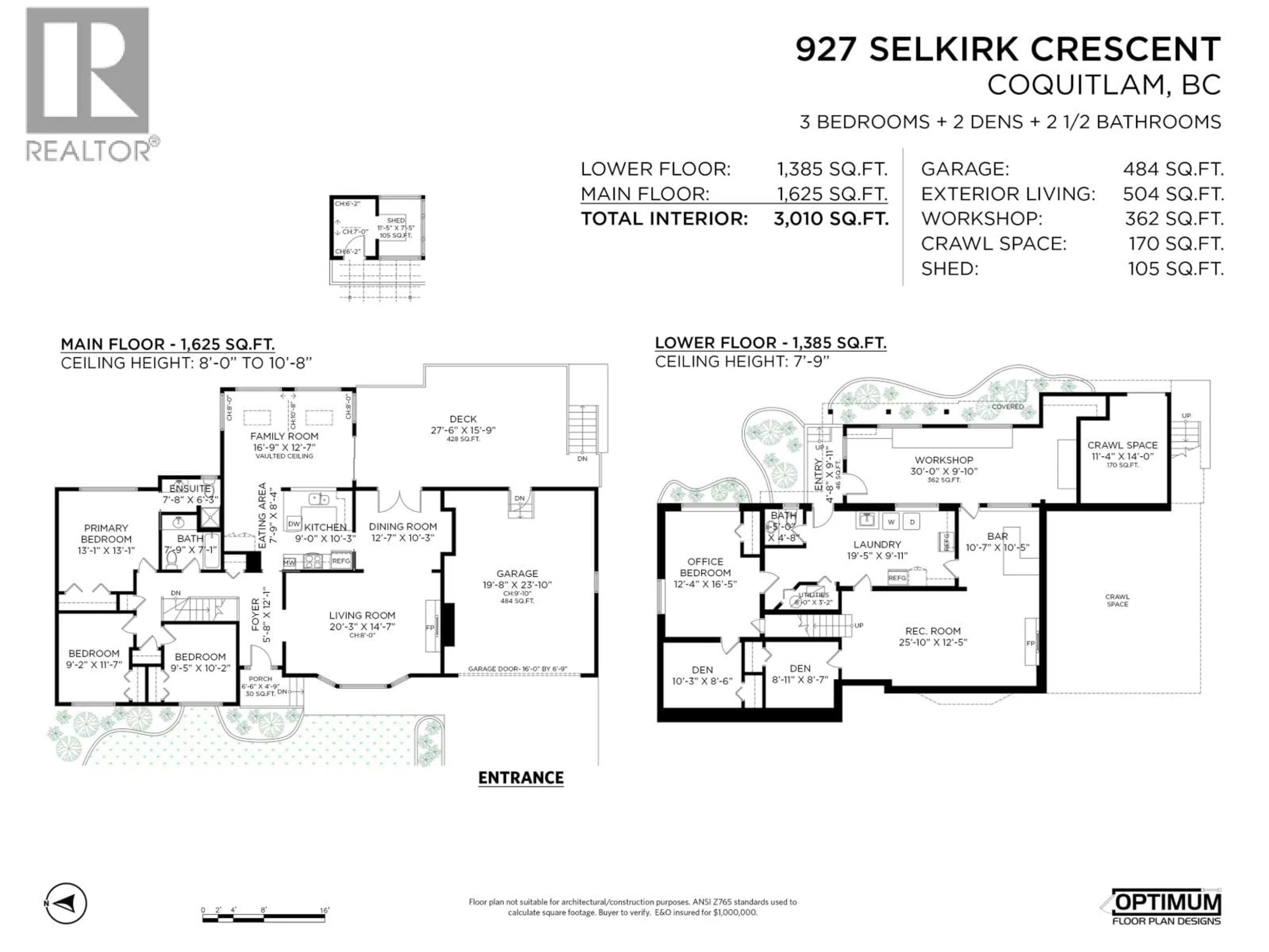 Floor plan for 927 SELKIRK CRESCENT, Coquitlam British Columbia V3J6E4