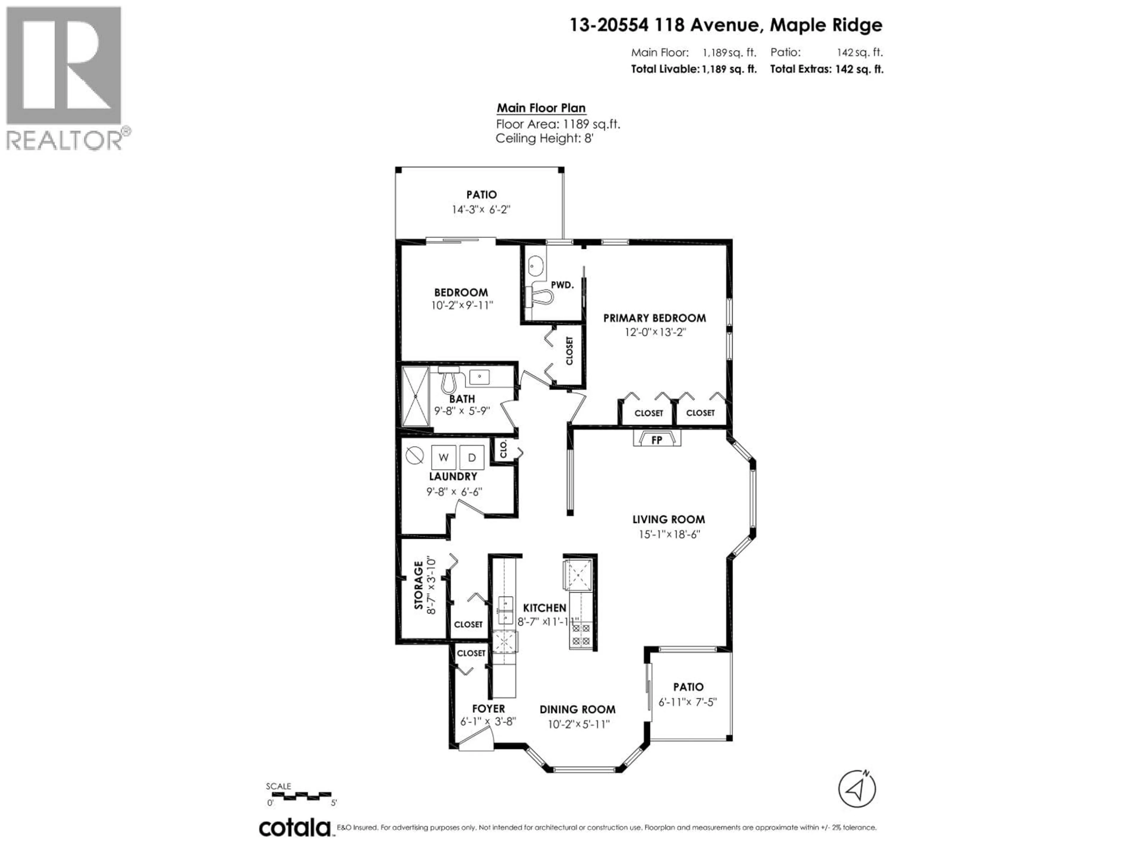 Floor plan for 13 - 20554 118TH AVENUE, Maple Ridge British Columbia V2X0S3