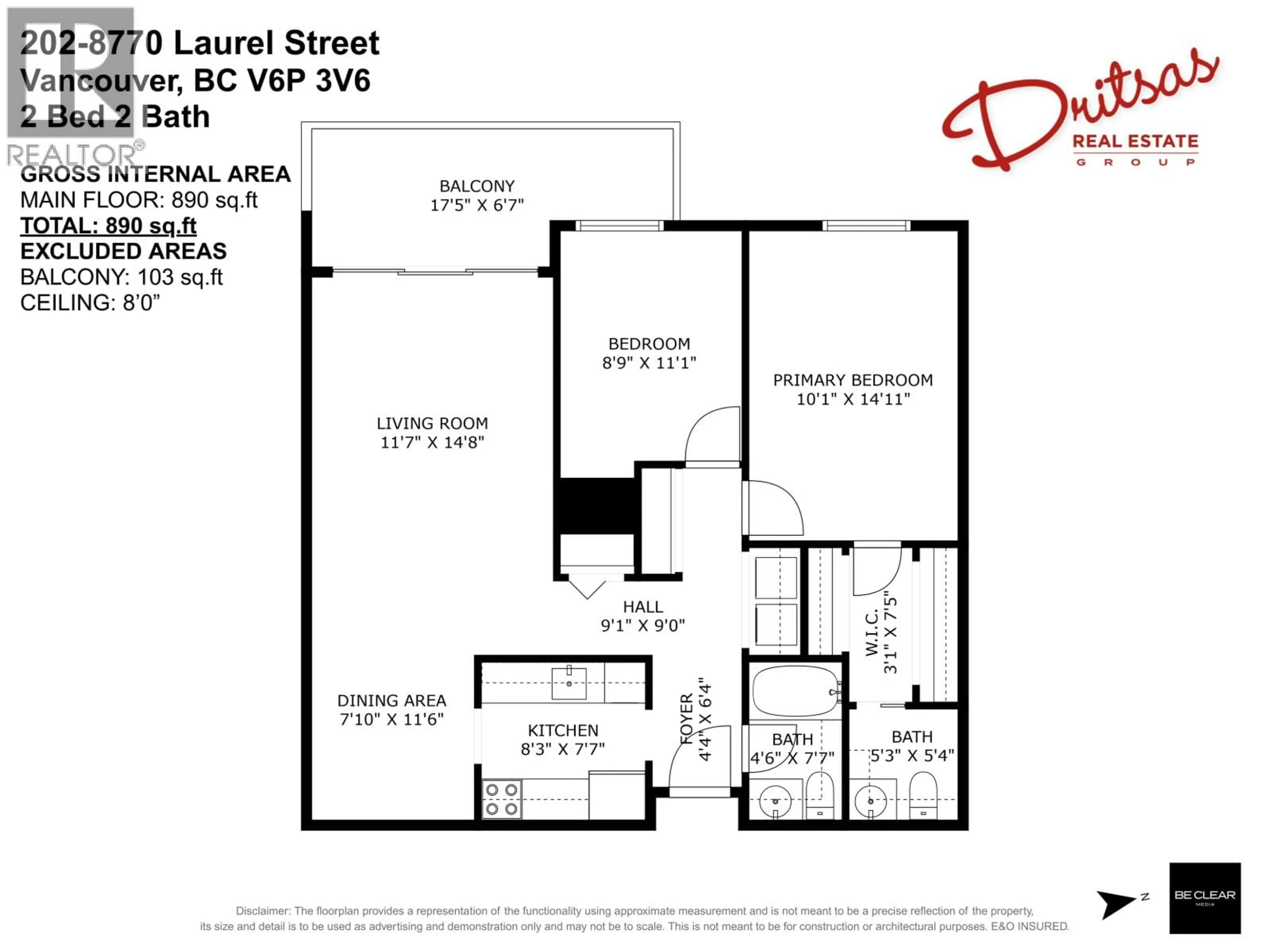 Floor plan for 202 - 8770 LAUREL STREET, Vancouver British Columbia V6P3V6