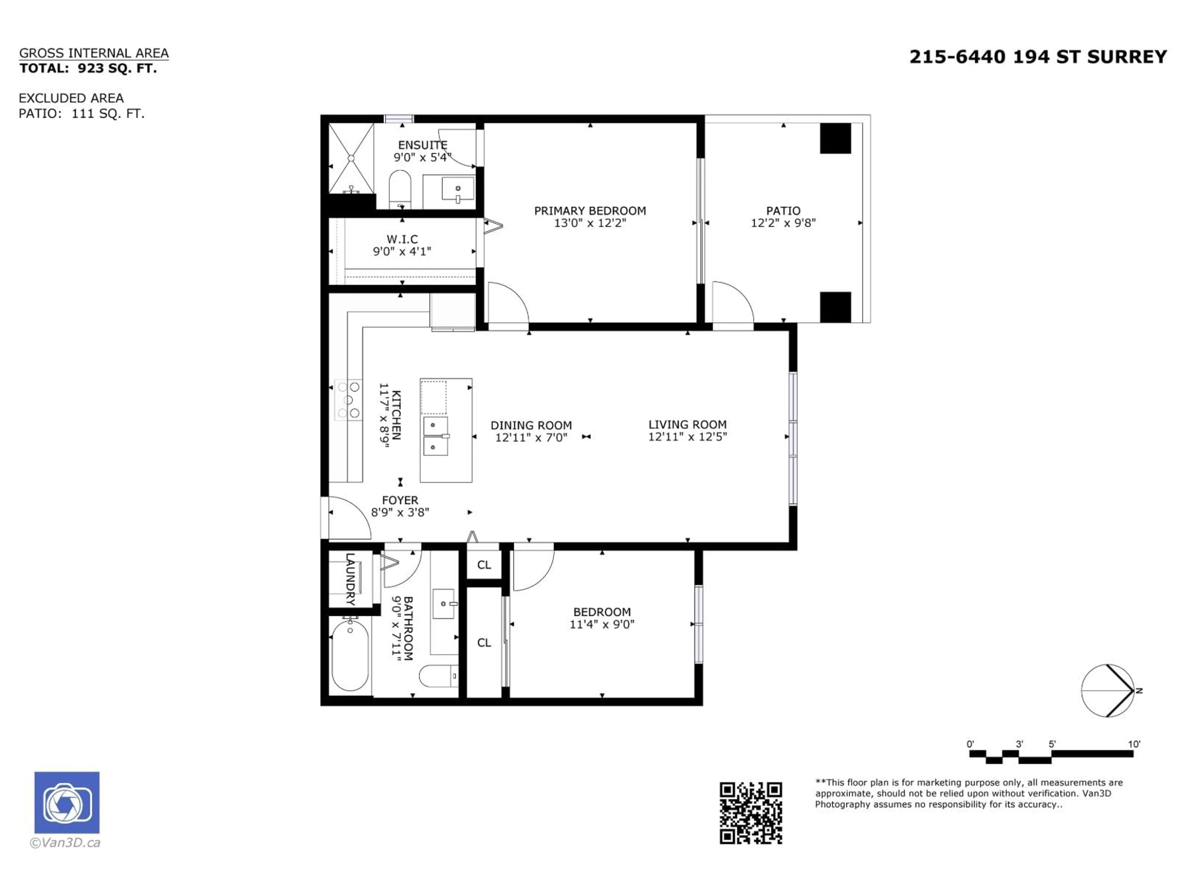 Floor plan for 215 - 6440 194 STREET, Surrey British Columbia V4N6J7