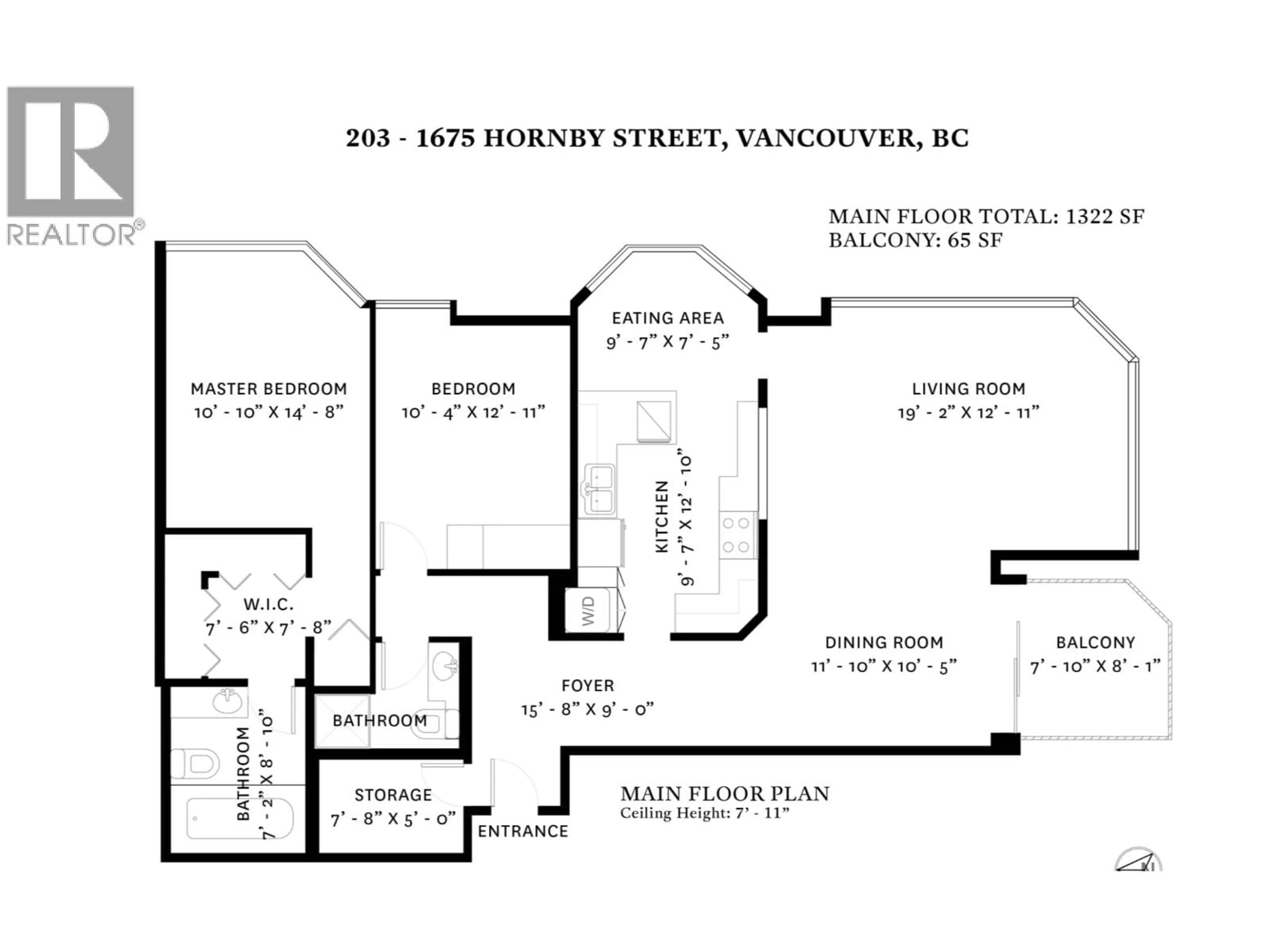 Floor plan for 203 - 1675 HORNBY STREET, Vancouver British Columbia V6Z2M2