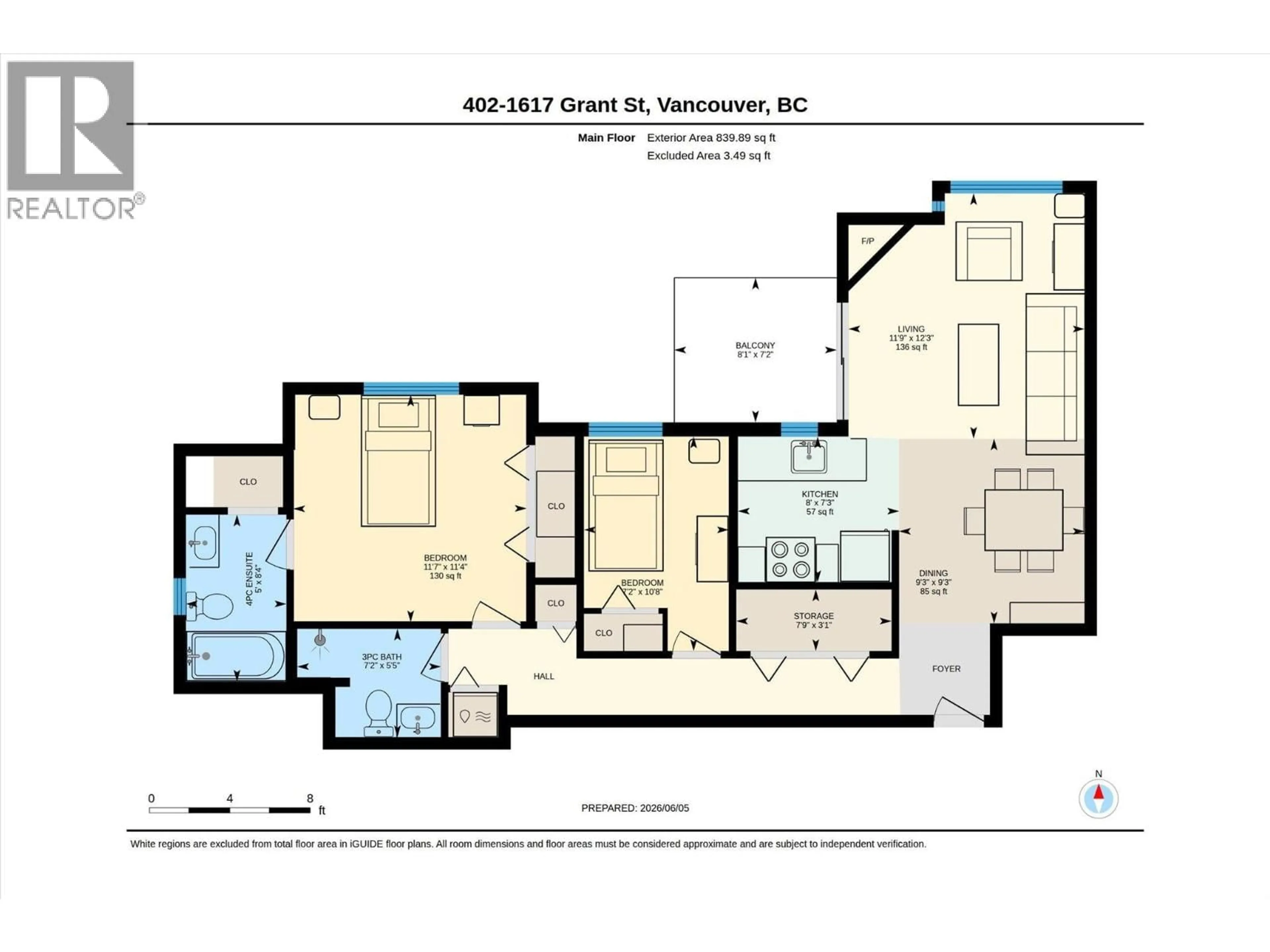 Floor plan for 402 - 1617 GRANT STREET, Vancouver British Columbia V5L2Y4