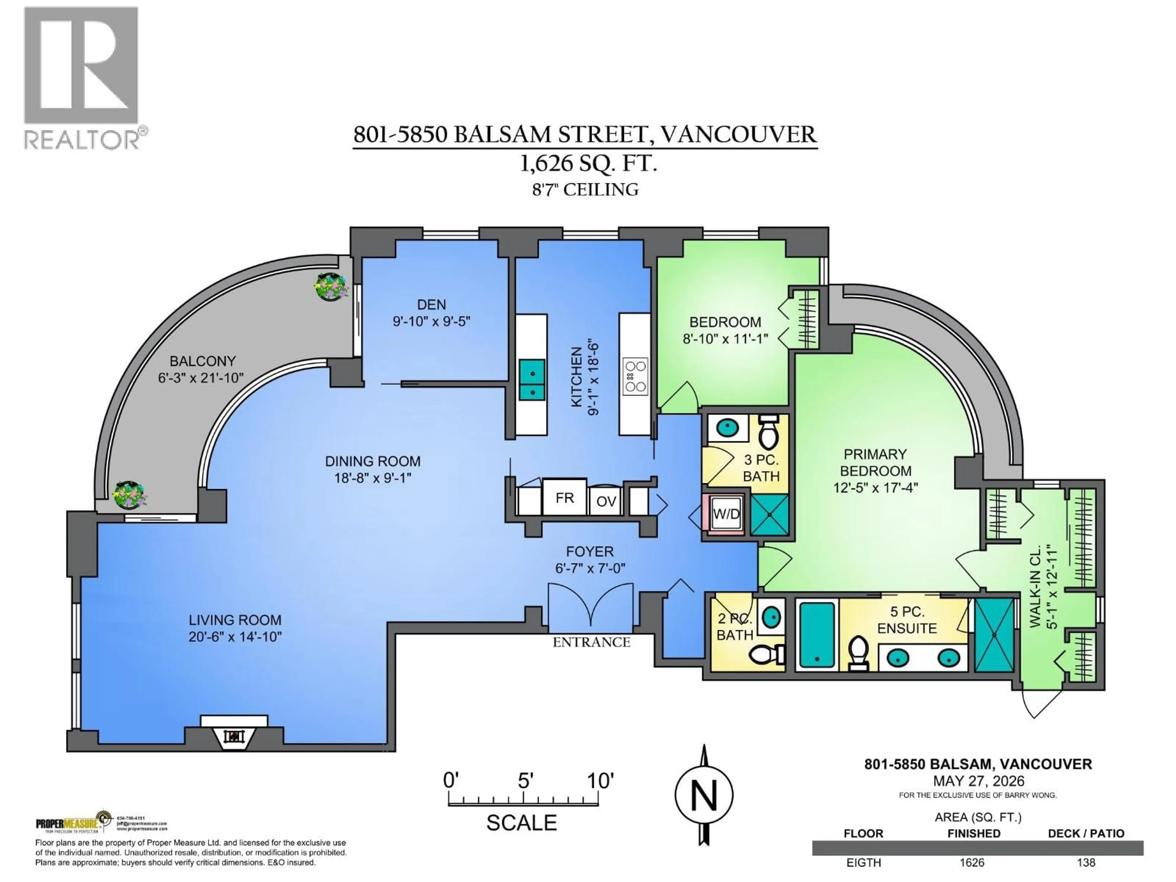 Floor plan for 801 - 5850 BALSAM STREET, Vancouver British Columbia V6M4B9