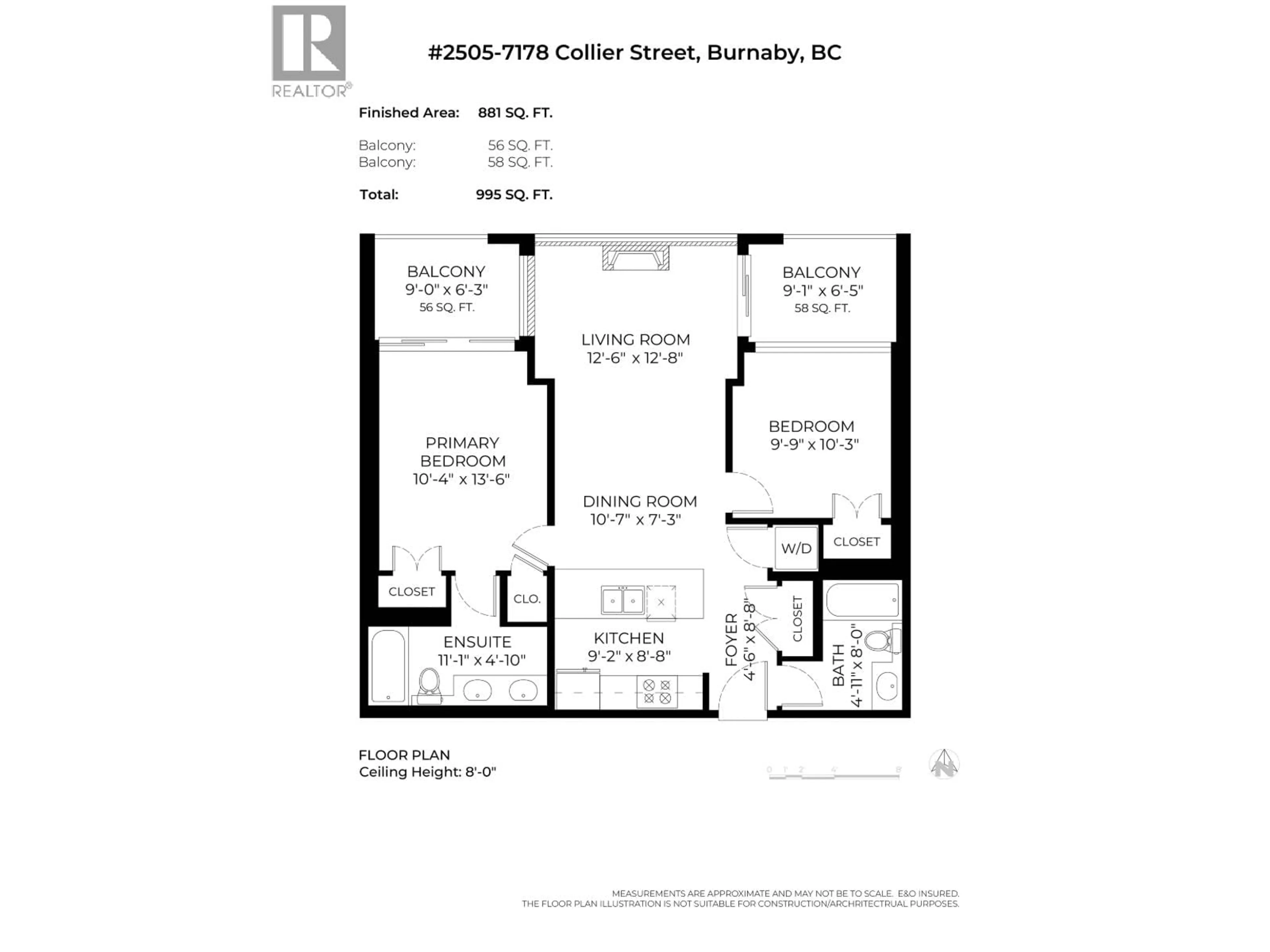 Floor plan for 2505 - 7178 COLLIER STREET, Burnaby British Columbia V5E4N7