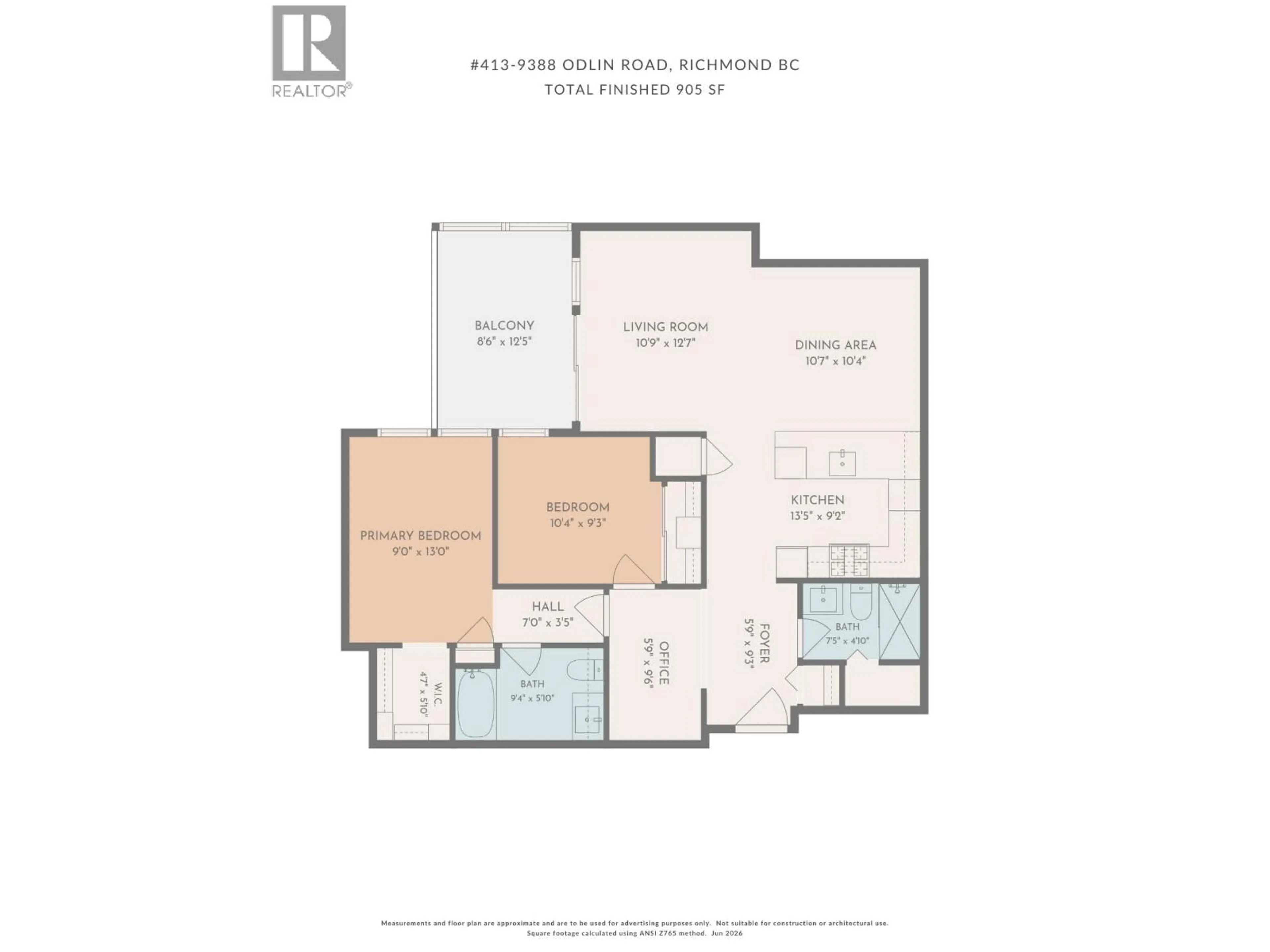 Floor plan for 413 - 9388 ODLIN ROAD, Richmond British Columbia V6X0L5