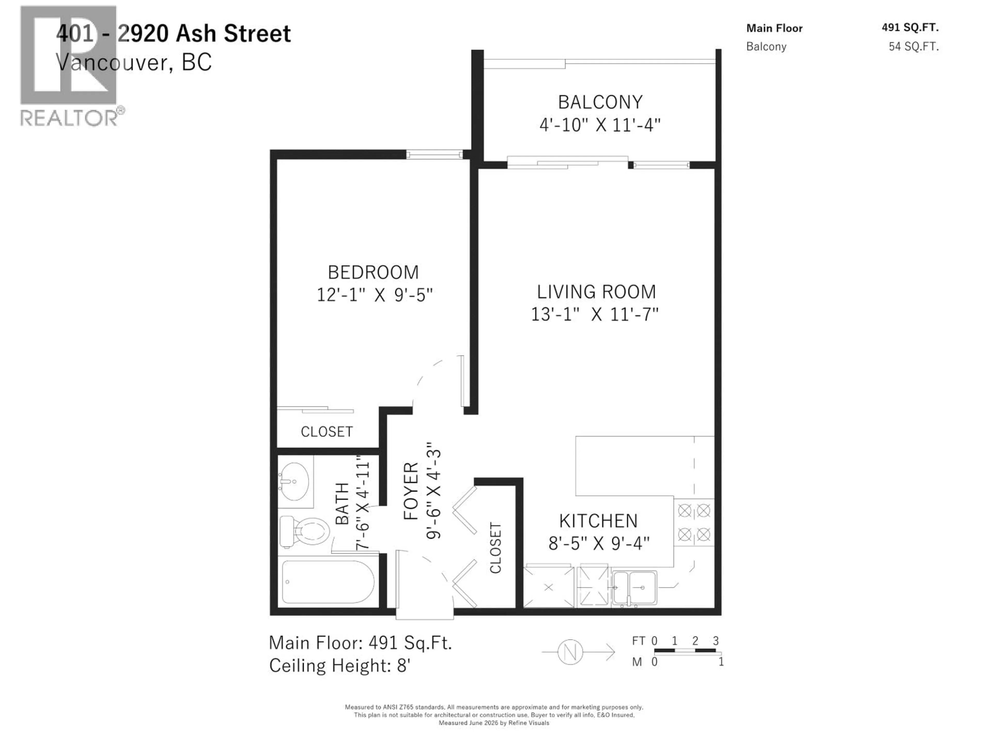 Floor plan for 401 - 2920 ASH STREET, Vancouver British Columbia V5Z4A6
