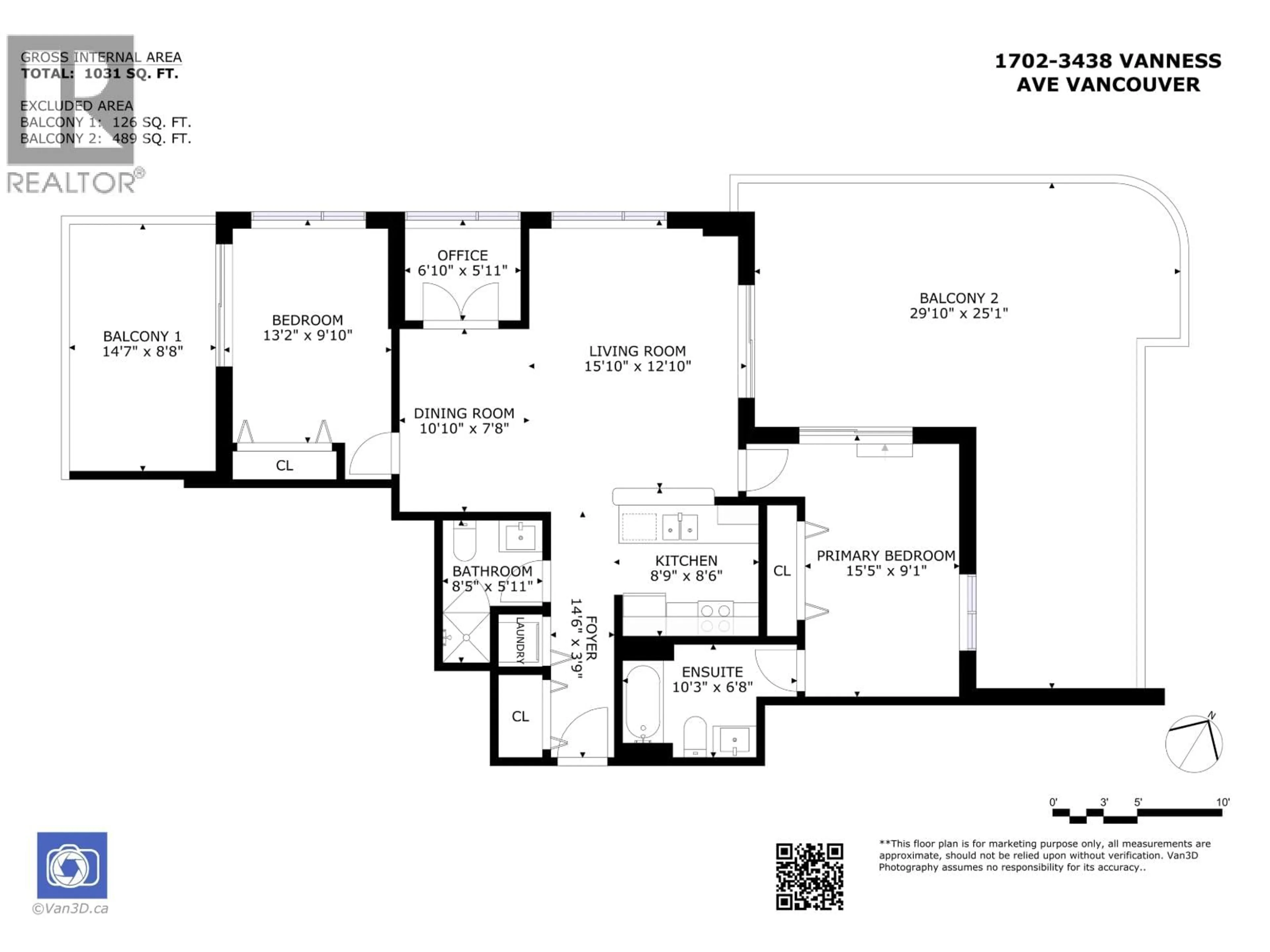 Floor plan for 1702 - 3438 VANNESS AVENUE, Vancouver British Columbia V5R6E7