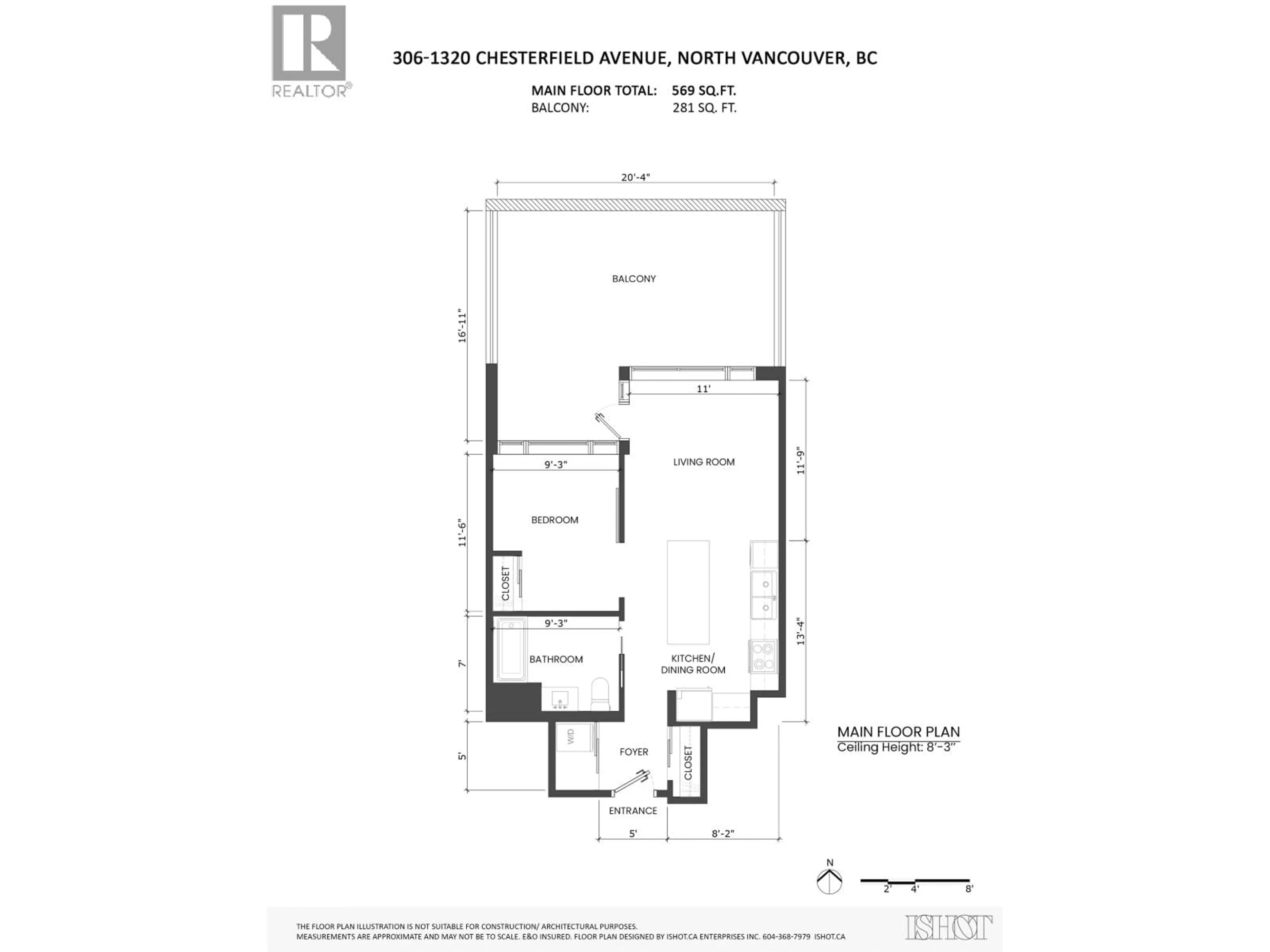 Floor plan for 306 - 1320 CHESTERFIELD AVENUE, North Vancouver British Columbia V7M0A6