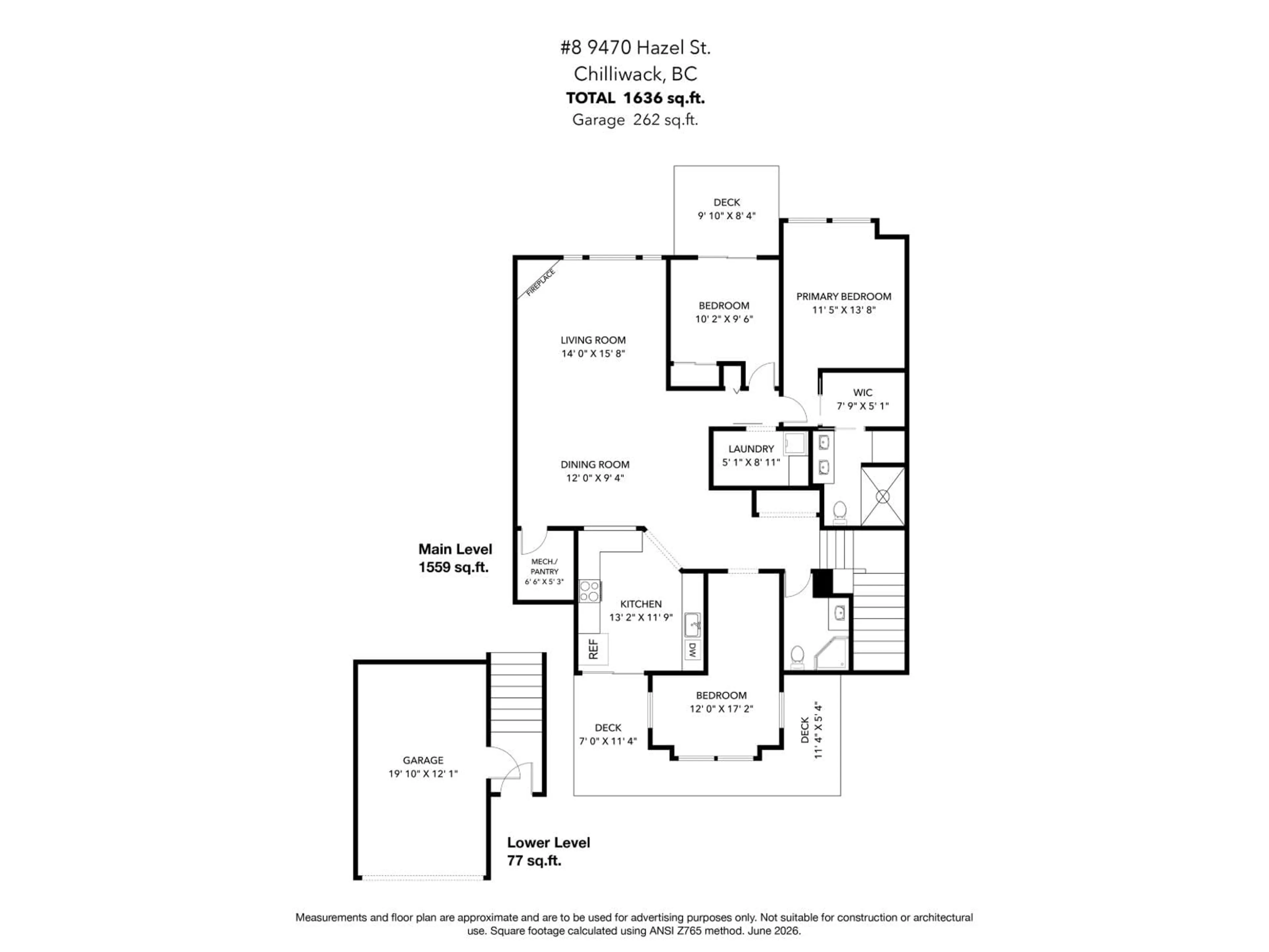 Floor plan for 8 - 9470 HAZEL STREET, Chilliwack British Columbia V2P5N1