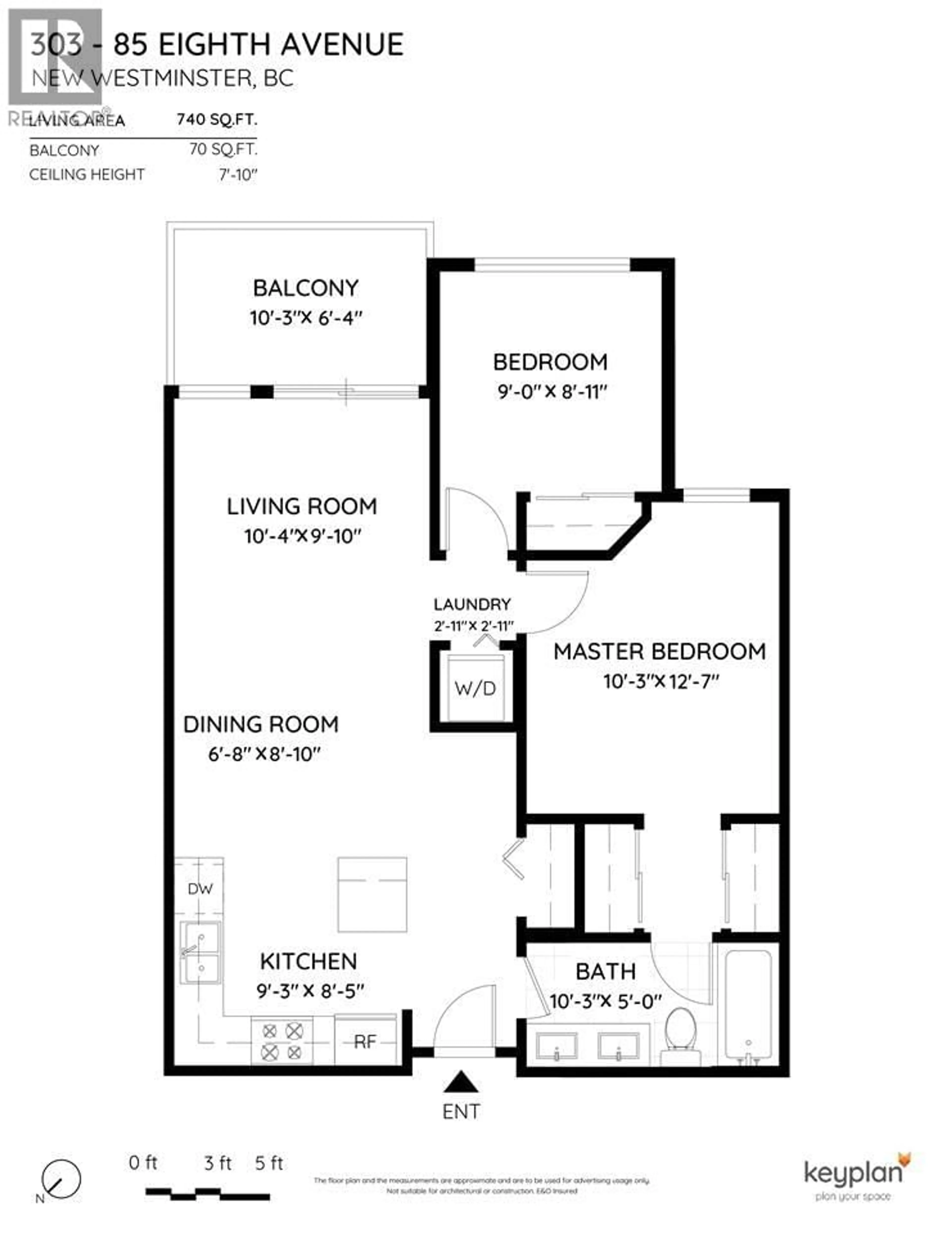 Floor plan for 303 - 85 EIGHTH AVENUE, New Westminster British Columbia V3L0E9