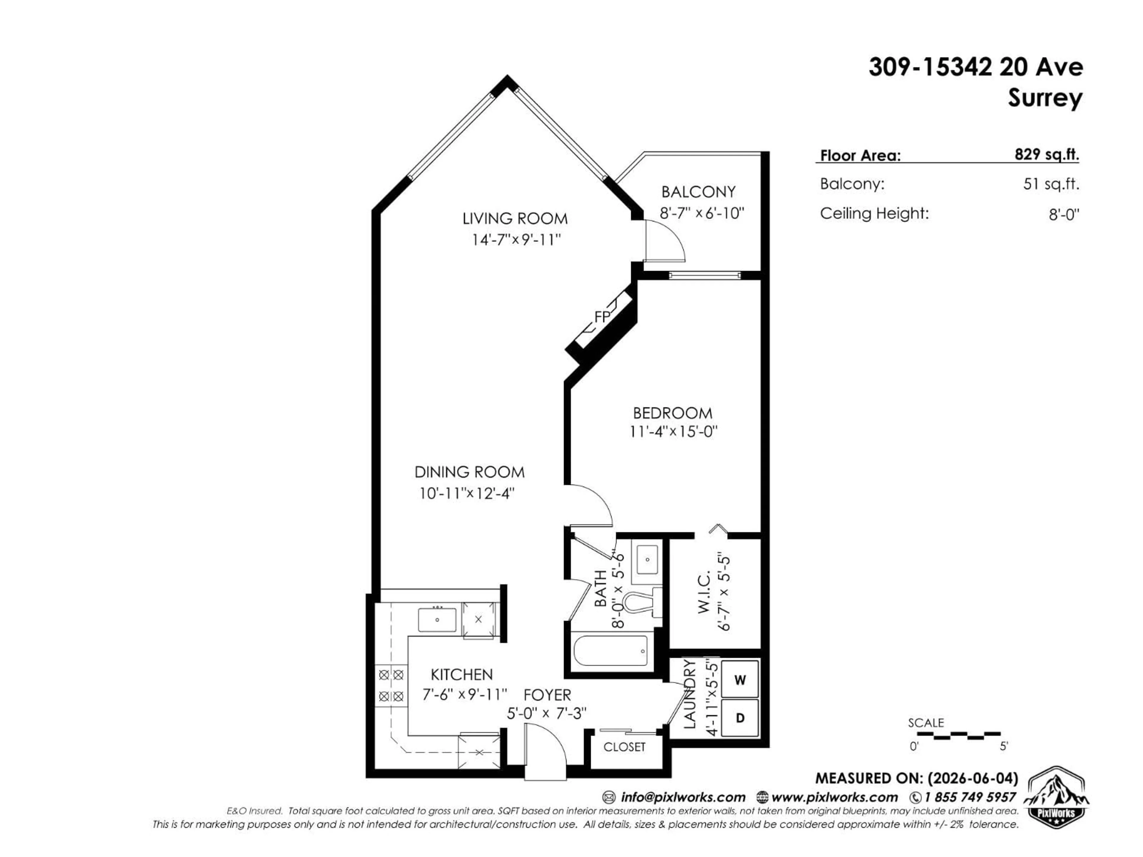 Floor plan for 309 - 15342 20 AVENUE, Surrey British Columbia V4A2A2