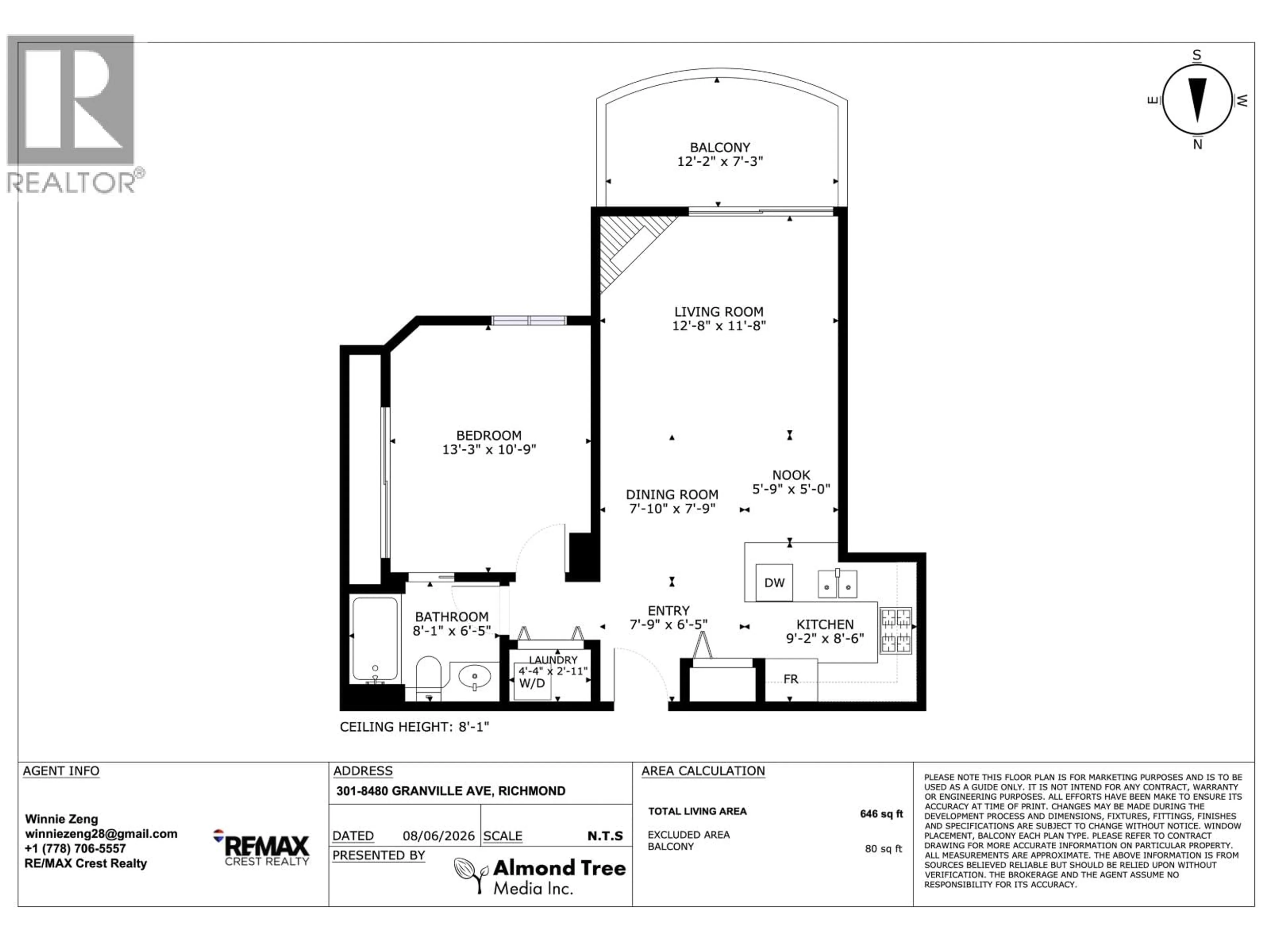Floor plan for 301 - 8480 GRANVILLE AVENUE, Richmond British Columbia V6Y4E8
