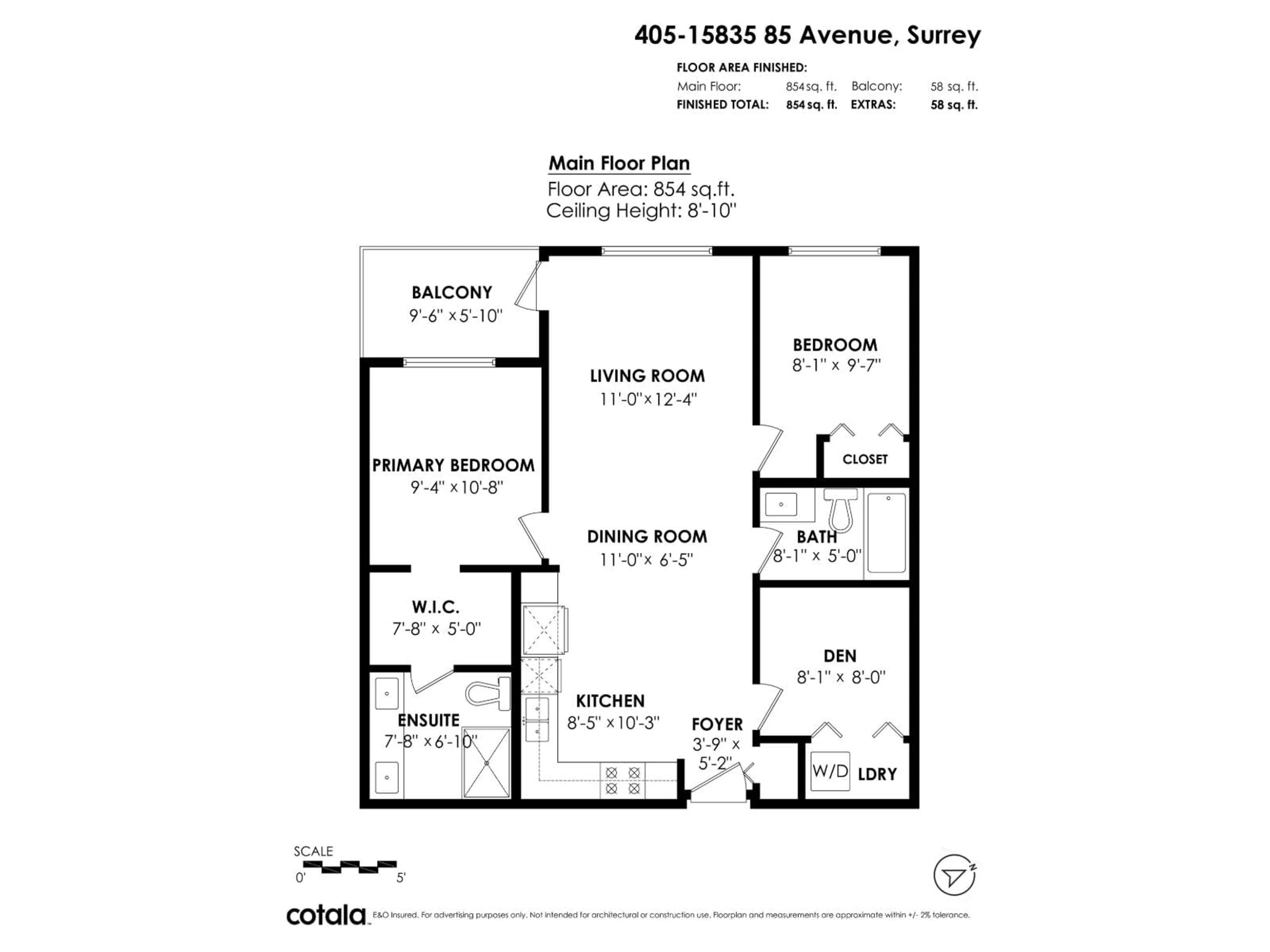 Floor plan for 405 - 15835 85 AVENUE, Surrey British Columbia V4N6W6