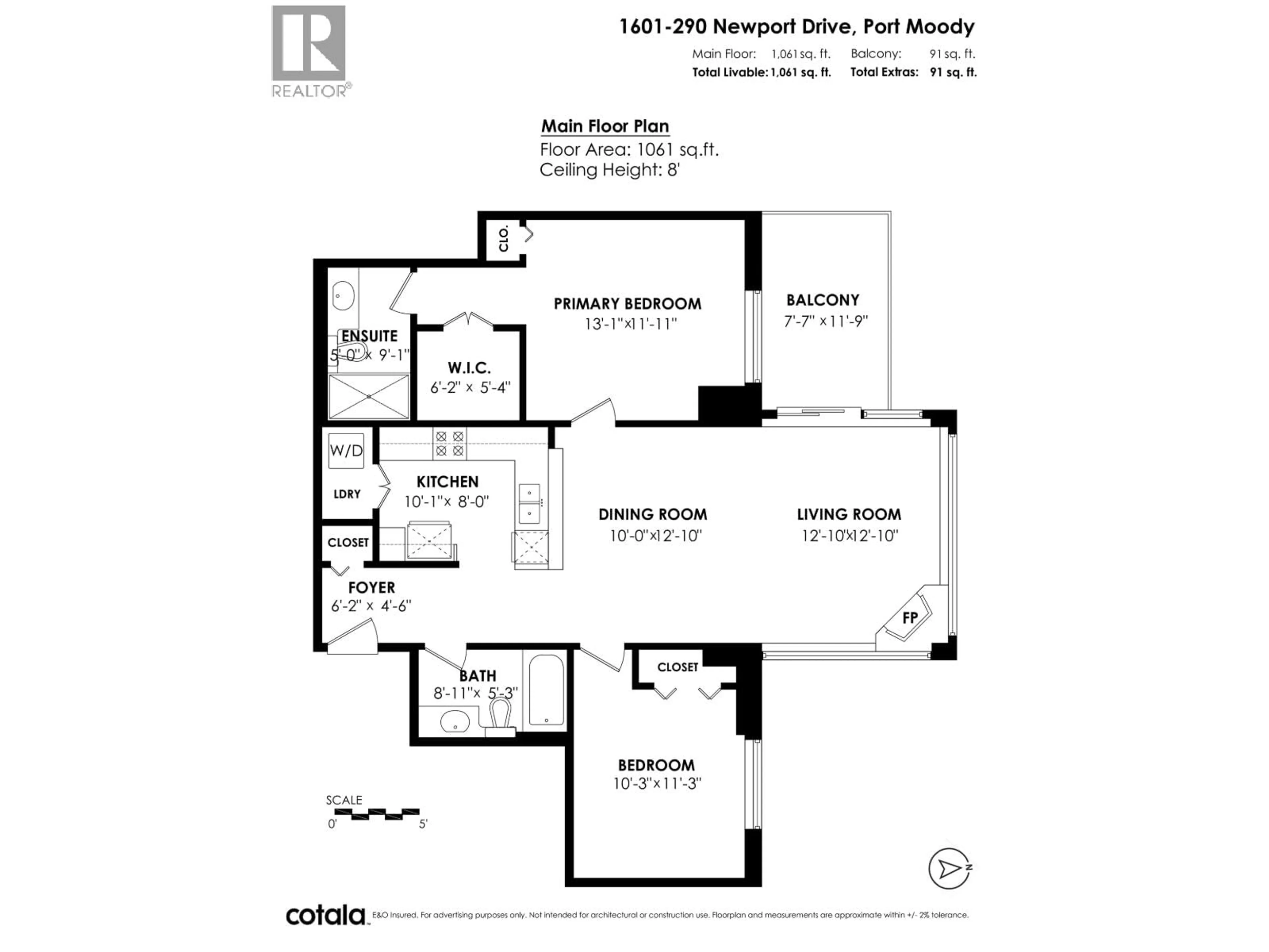 Floor plan for 1601 - 290 NEWPORT DRIVE, Port Moody British Columbia V3H5N2