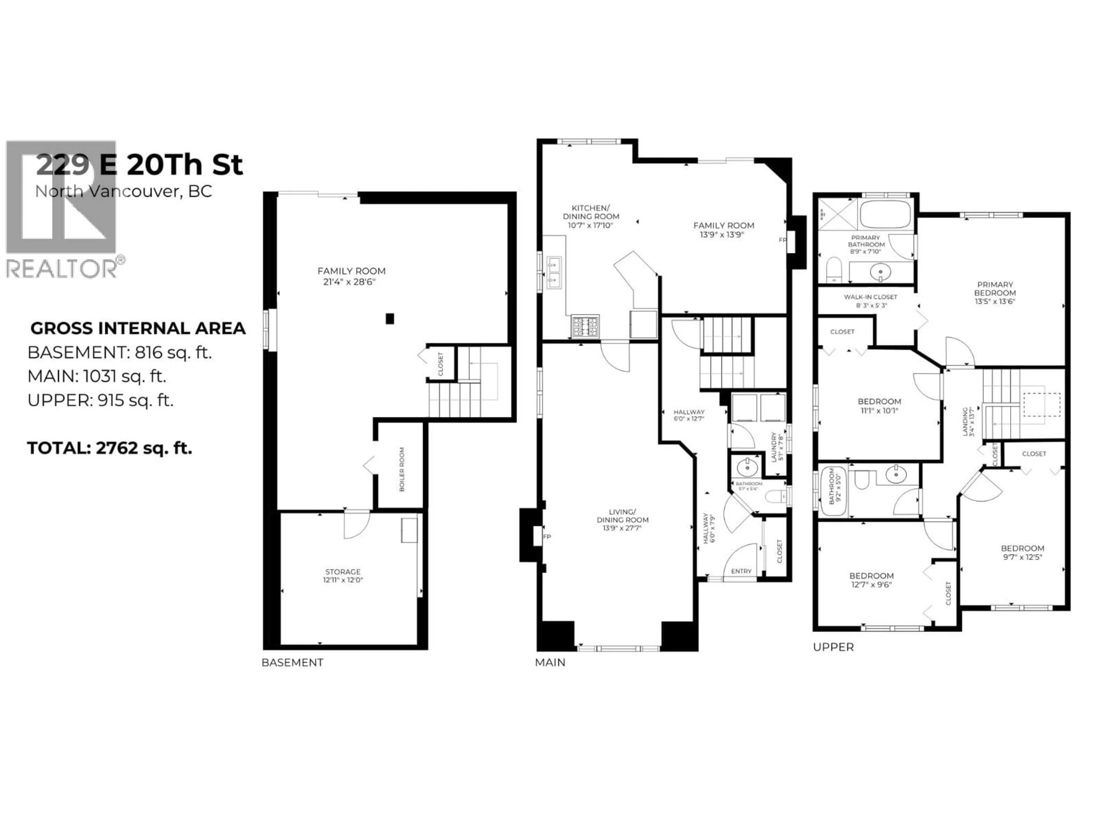 Floor plan for 229 20TH STREET, North Vancouver British Columbia V7L3A6