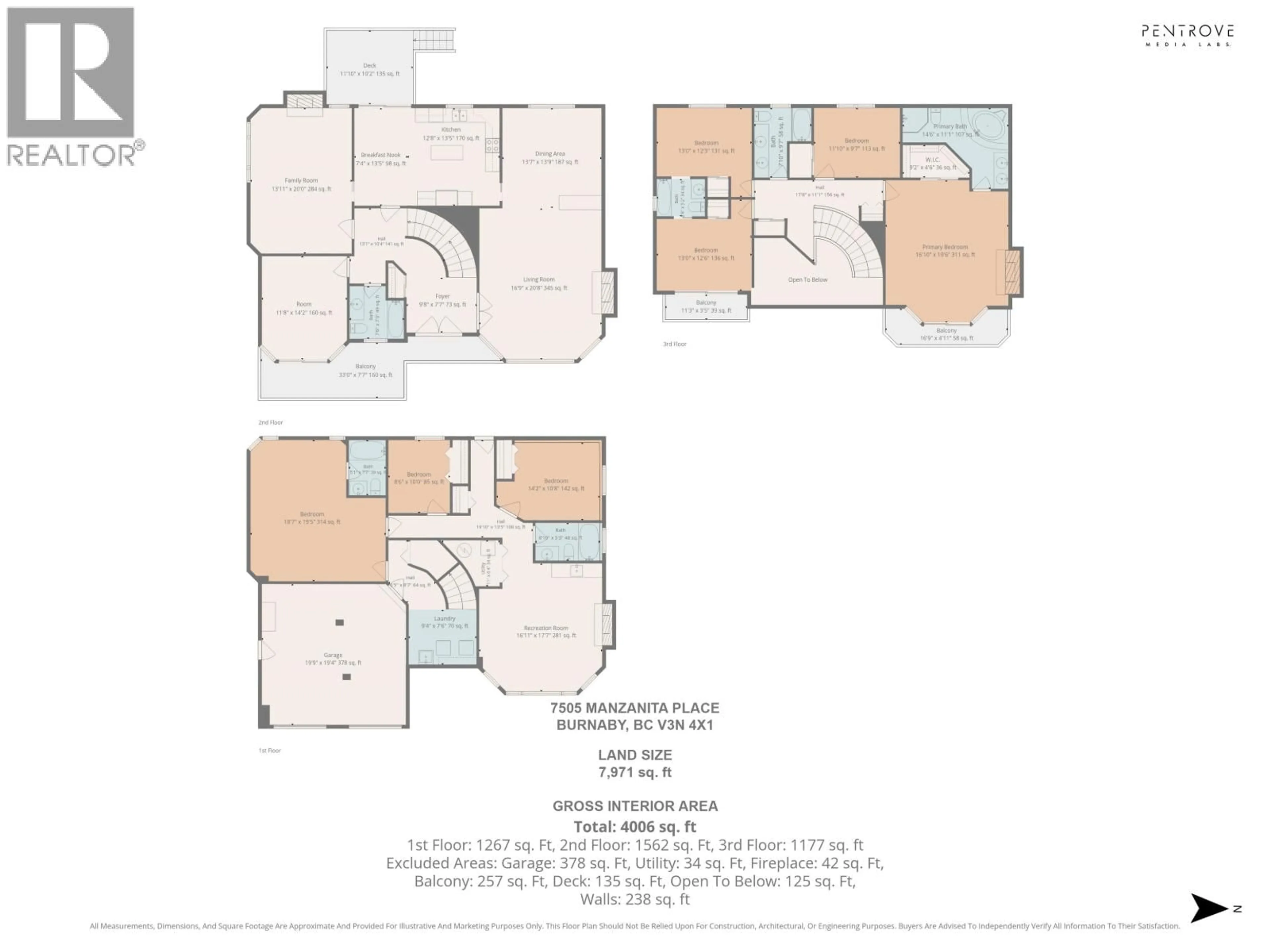 Floor plan for 7505 MANZANITA PLACE, Burnaby British Columbia V3N4X1