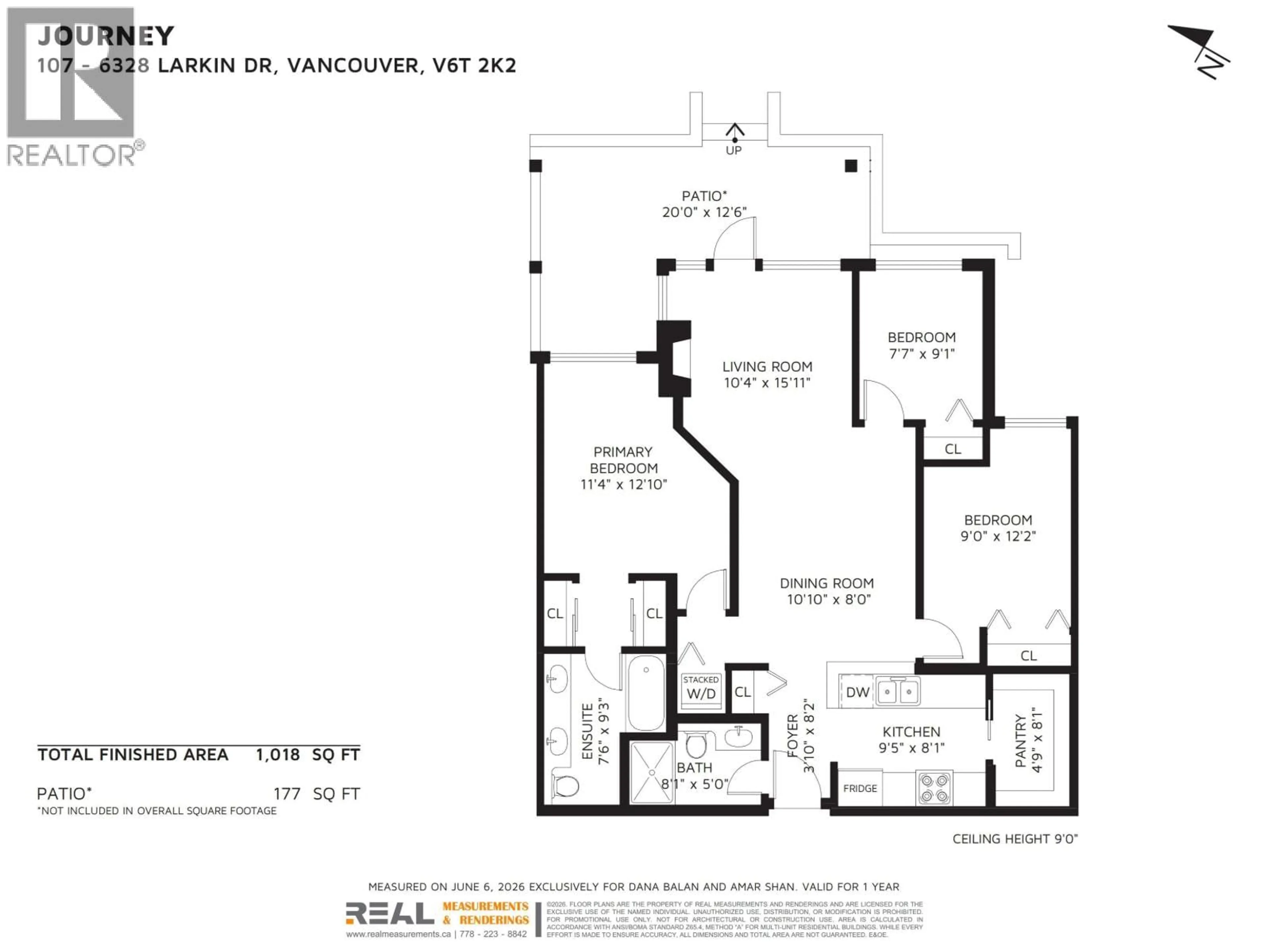Floor plan for 107 - 6328 LARKIN DRIVE, Vancouver British Columbia V6T2K2
