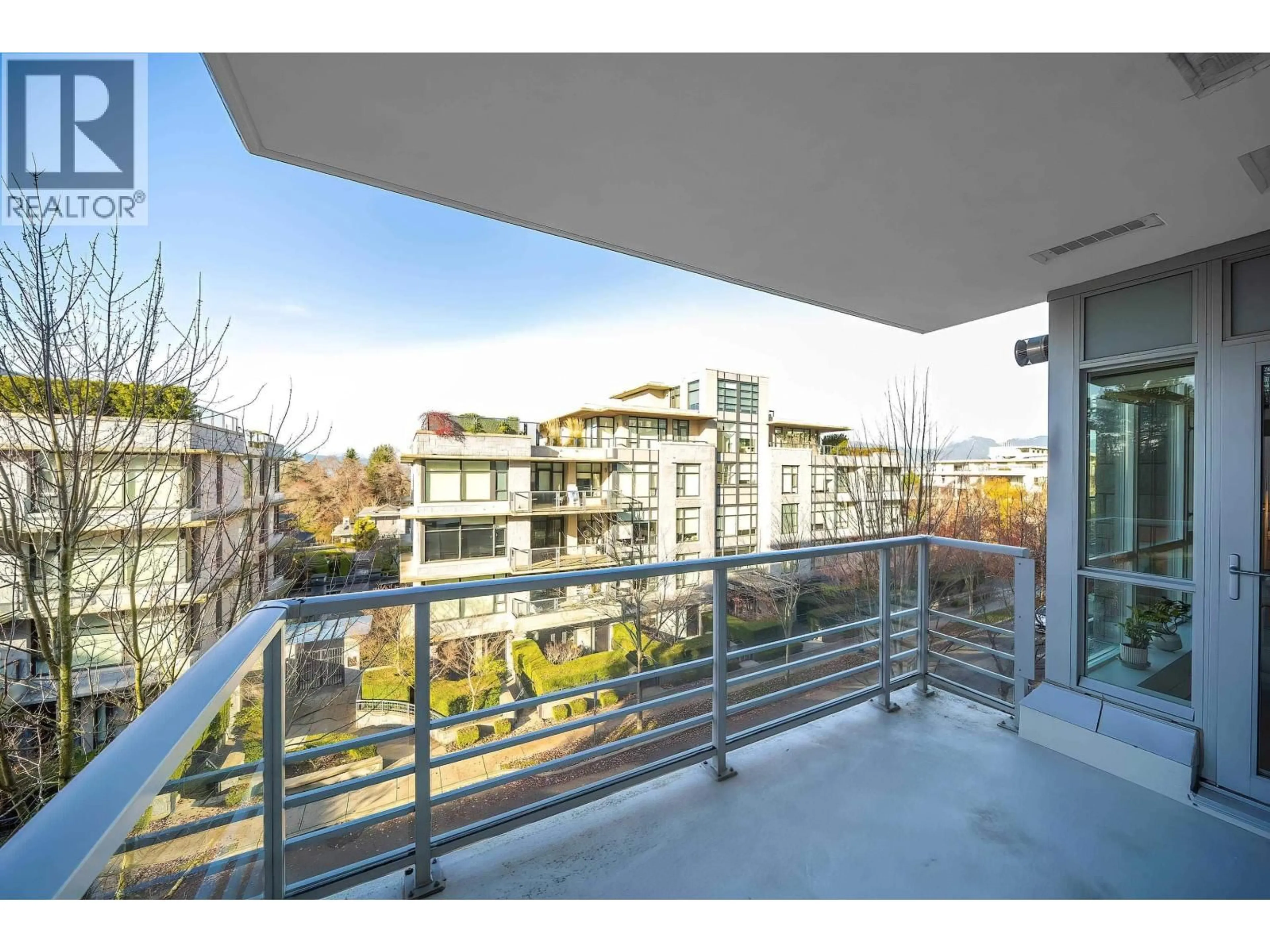 Balcony in the apartment, city buildings view from balcony for 404 - 6080 IONA DRIVE, Vancouver British Columbia V6T0A4