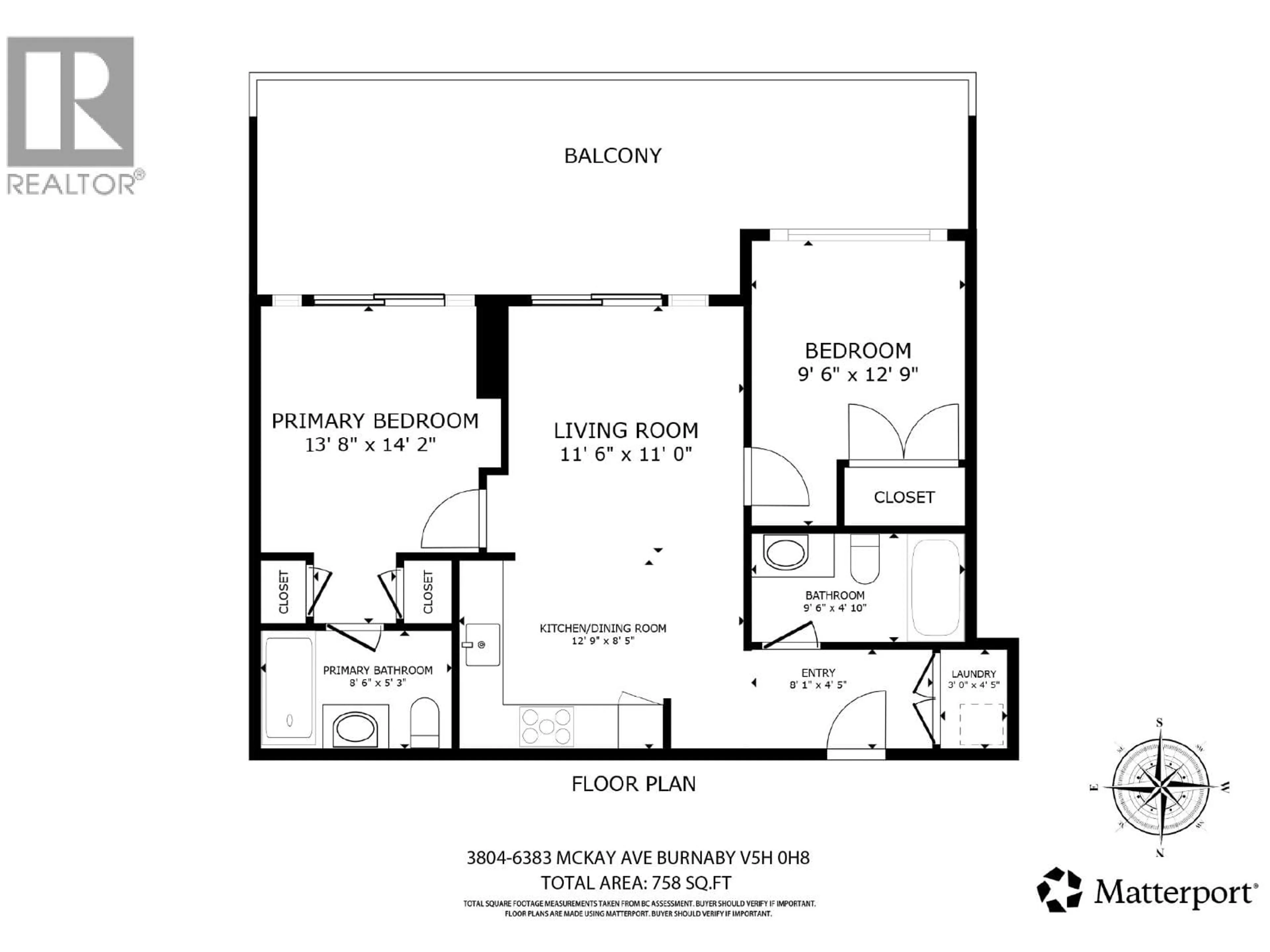 Floor plan for 3804 - 6383 MCKAY AVENUE, Burnaby British Columbia V5H0H8