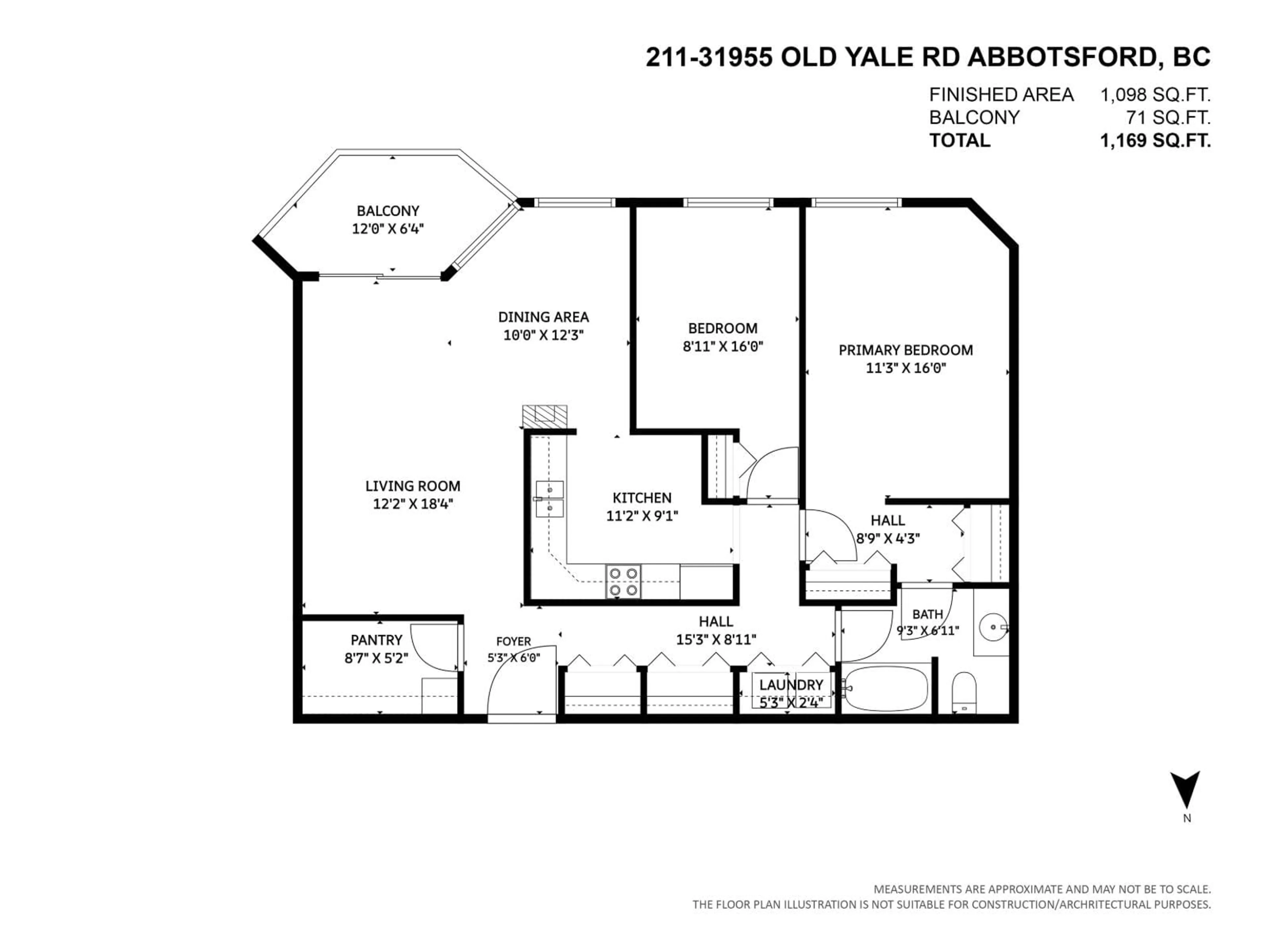 Floor plan for 211 - 31955 OLD YALE ROAD, Abbotsford British Columbia V2T4N1