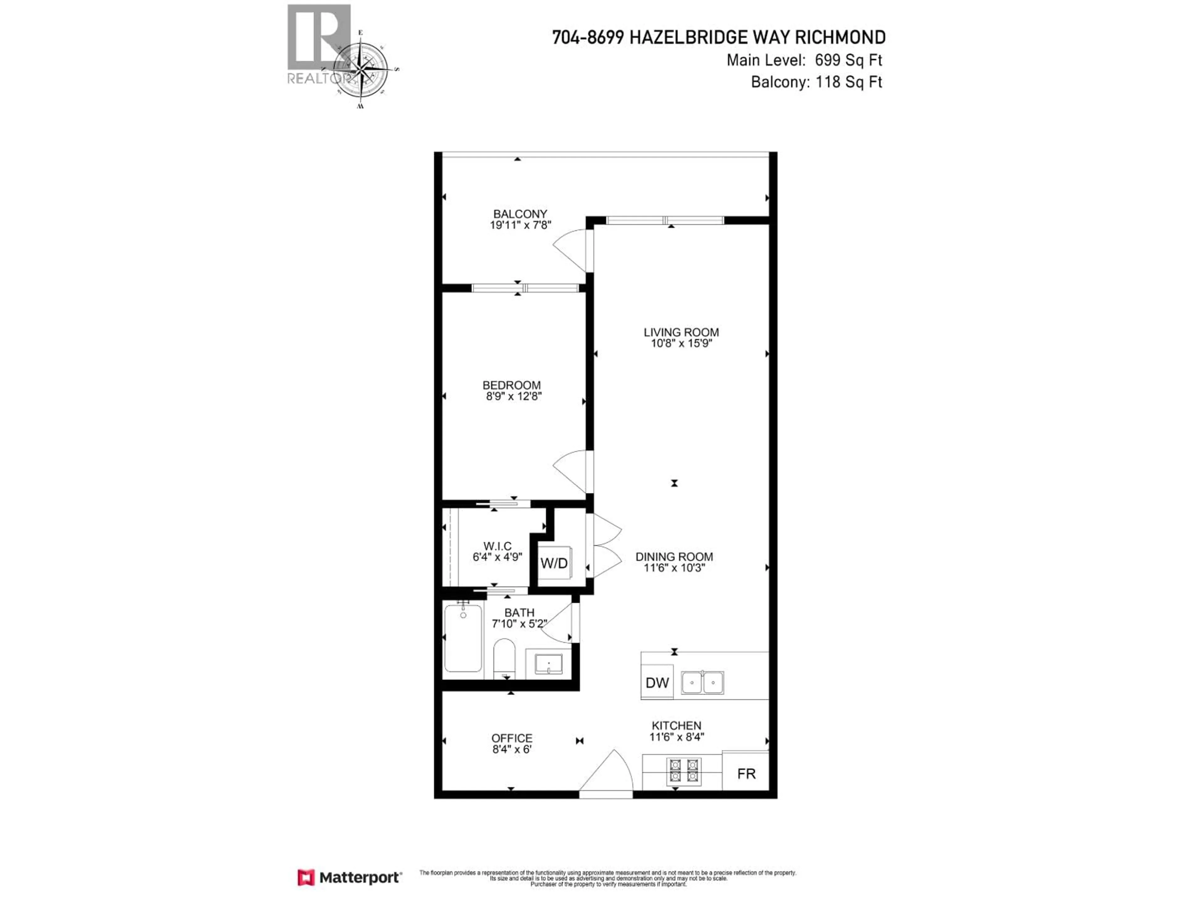 Floor plan for 704 - 8699 HAZELBRIDGE WAY, Richmond British Columbia V6X0T4
