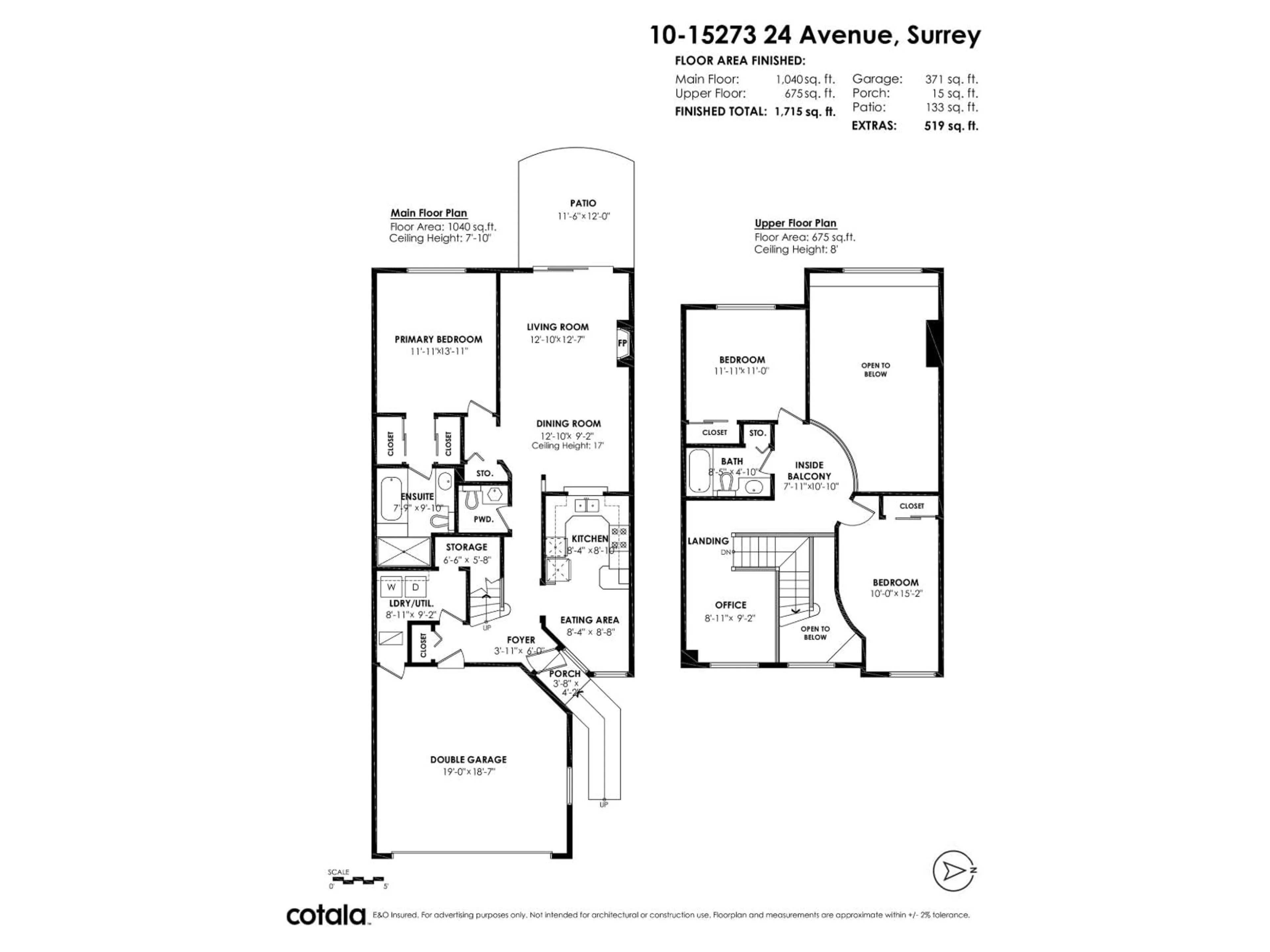 Floor plan for 10 - 15273 24 AVENUE, Surrey British Columbia V4A2H9