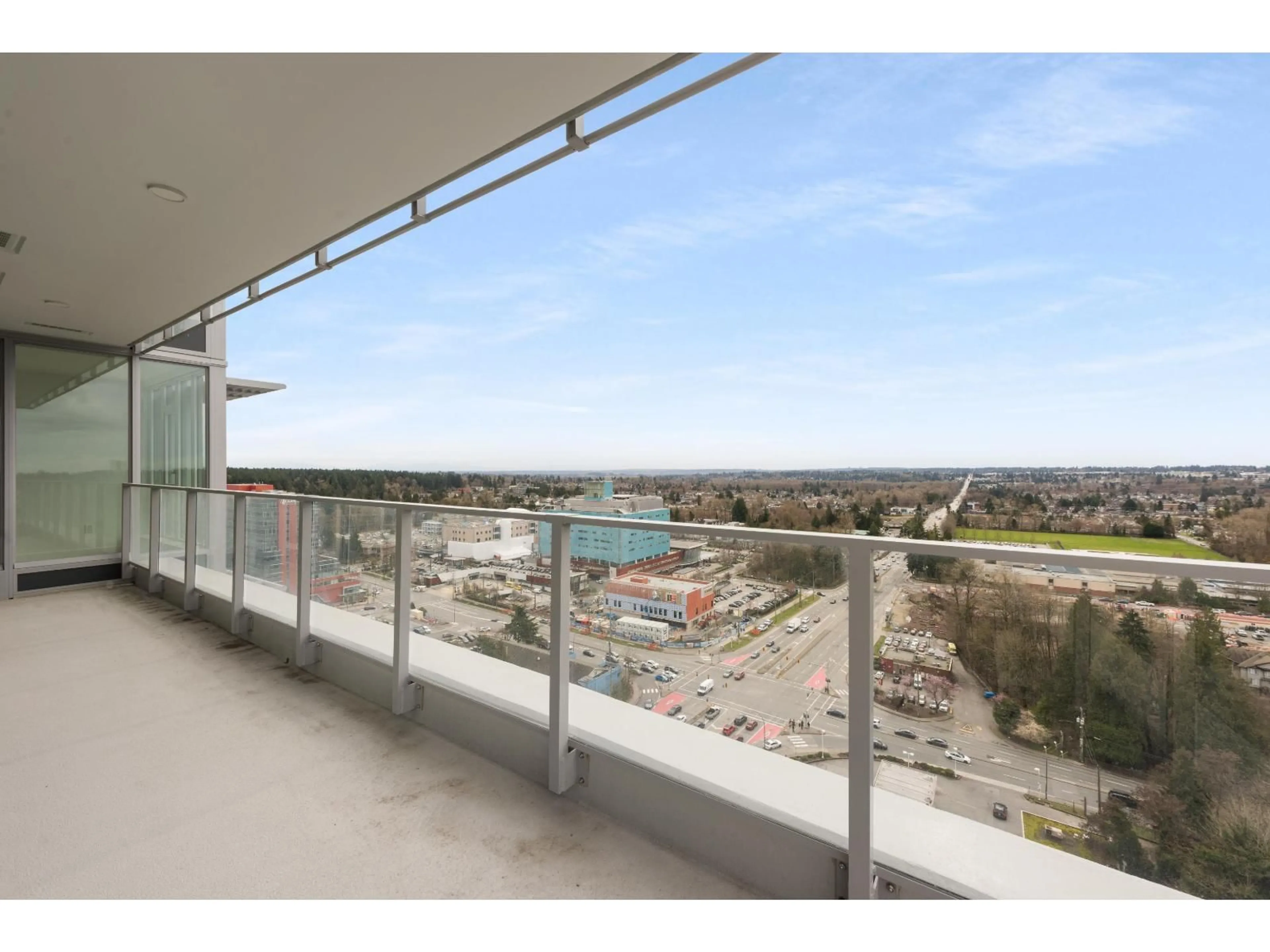 Balcony in the apartment, city buildings view from balcony for 2806 - 9675 KING GEORGE BOULEVARD, Surrey British Columbia V3T2V3