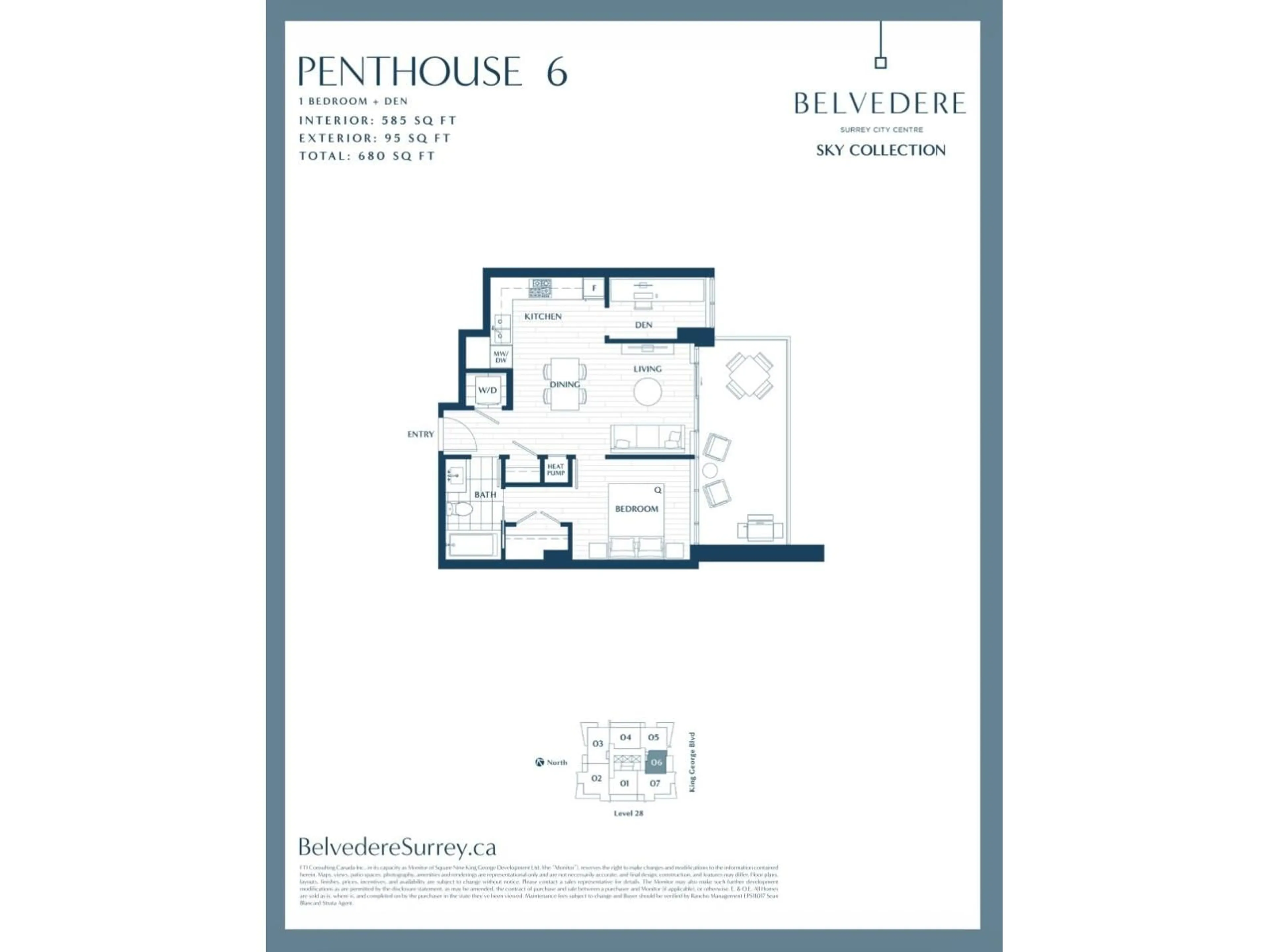 Floor plan for 2806 - 9675 KING GEORGE BOULEVARD, Surrey British Columbia V3T2V3