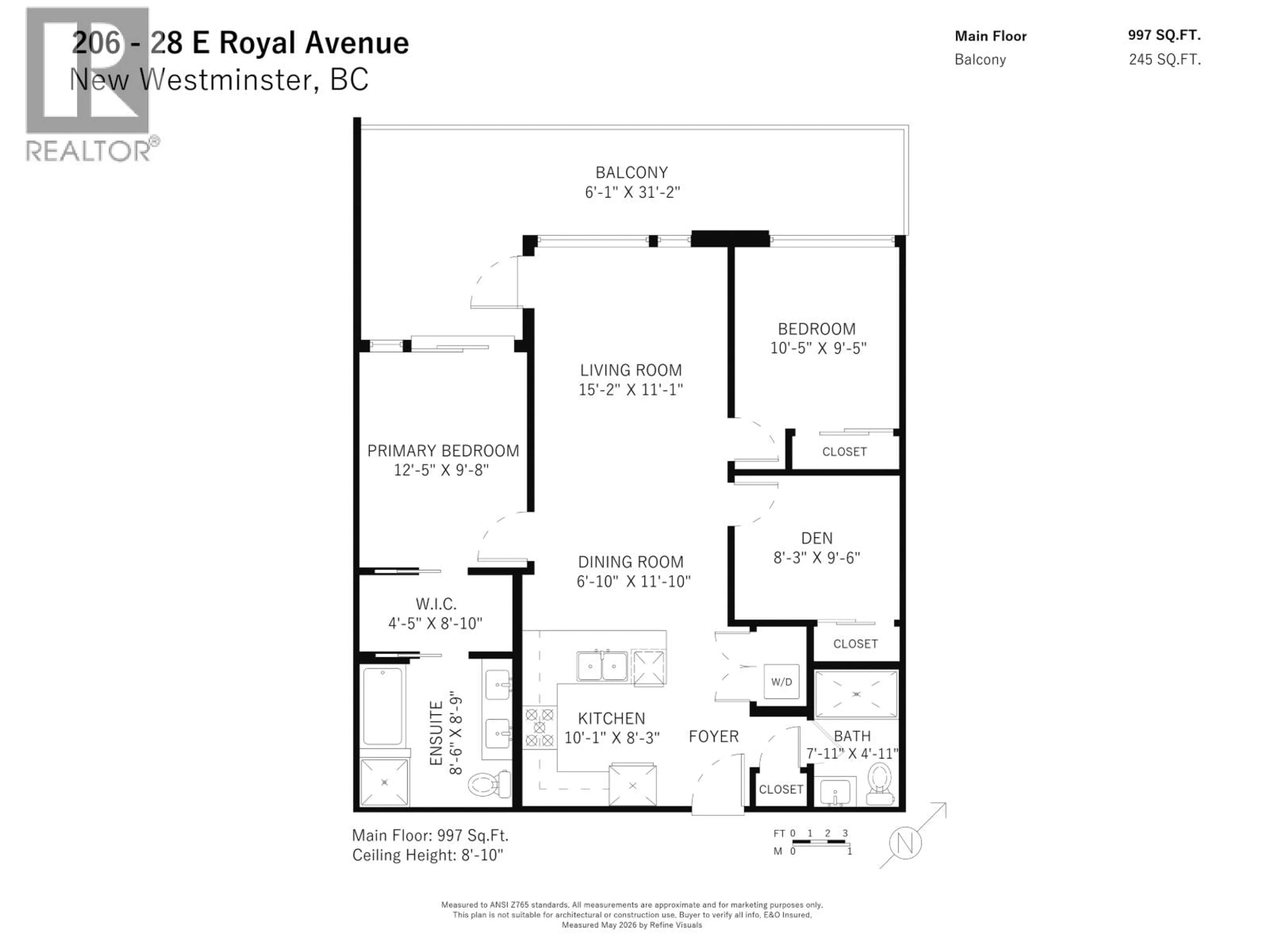Floor plan for 206 - 28 ROYAL AVENUE, New Westminster British Columbia V3L0B7
