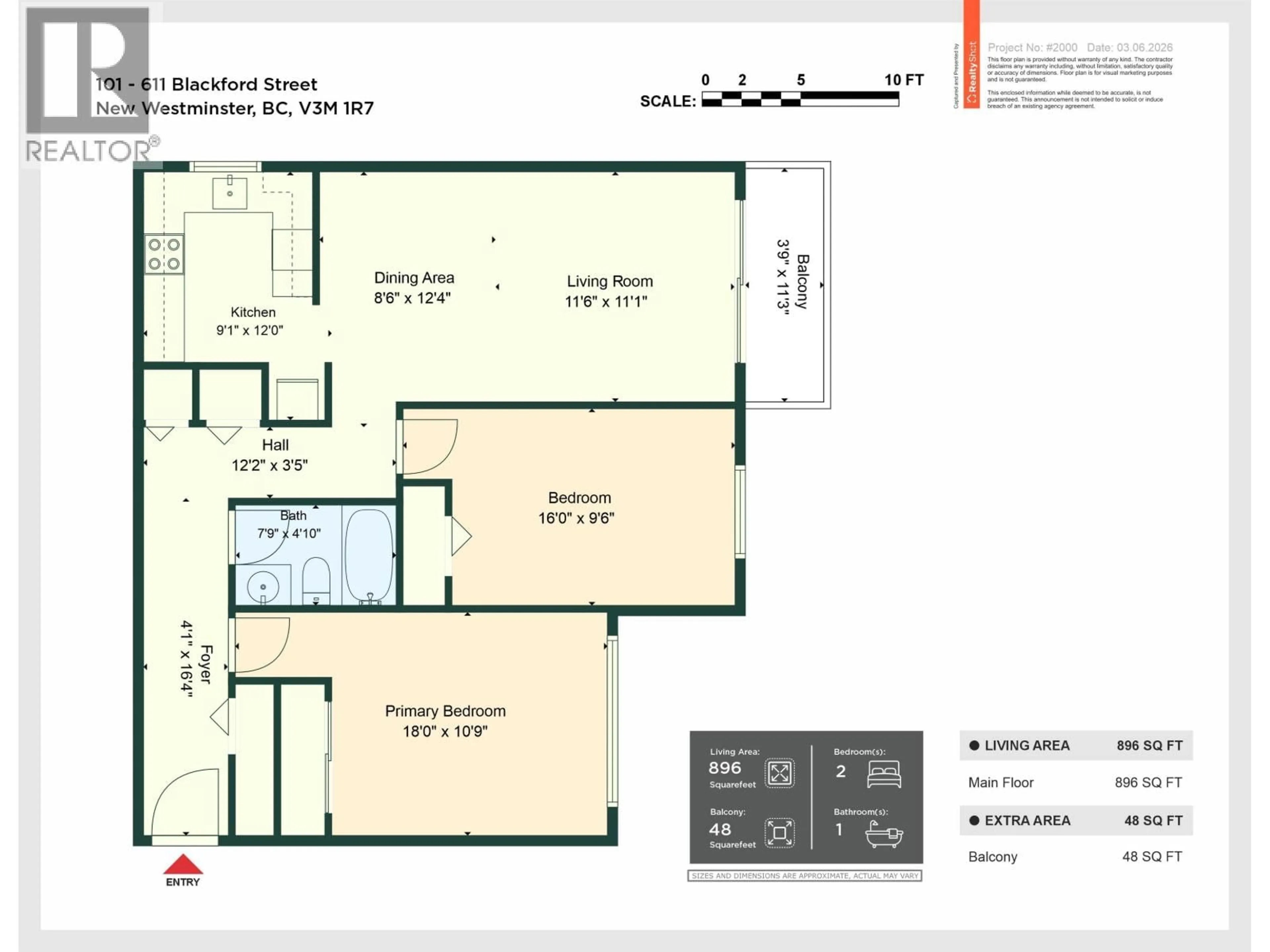 Floor plan for 101 - 611 BLACKFORD STREET, New Westminster British Columbia V3M1R7