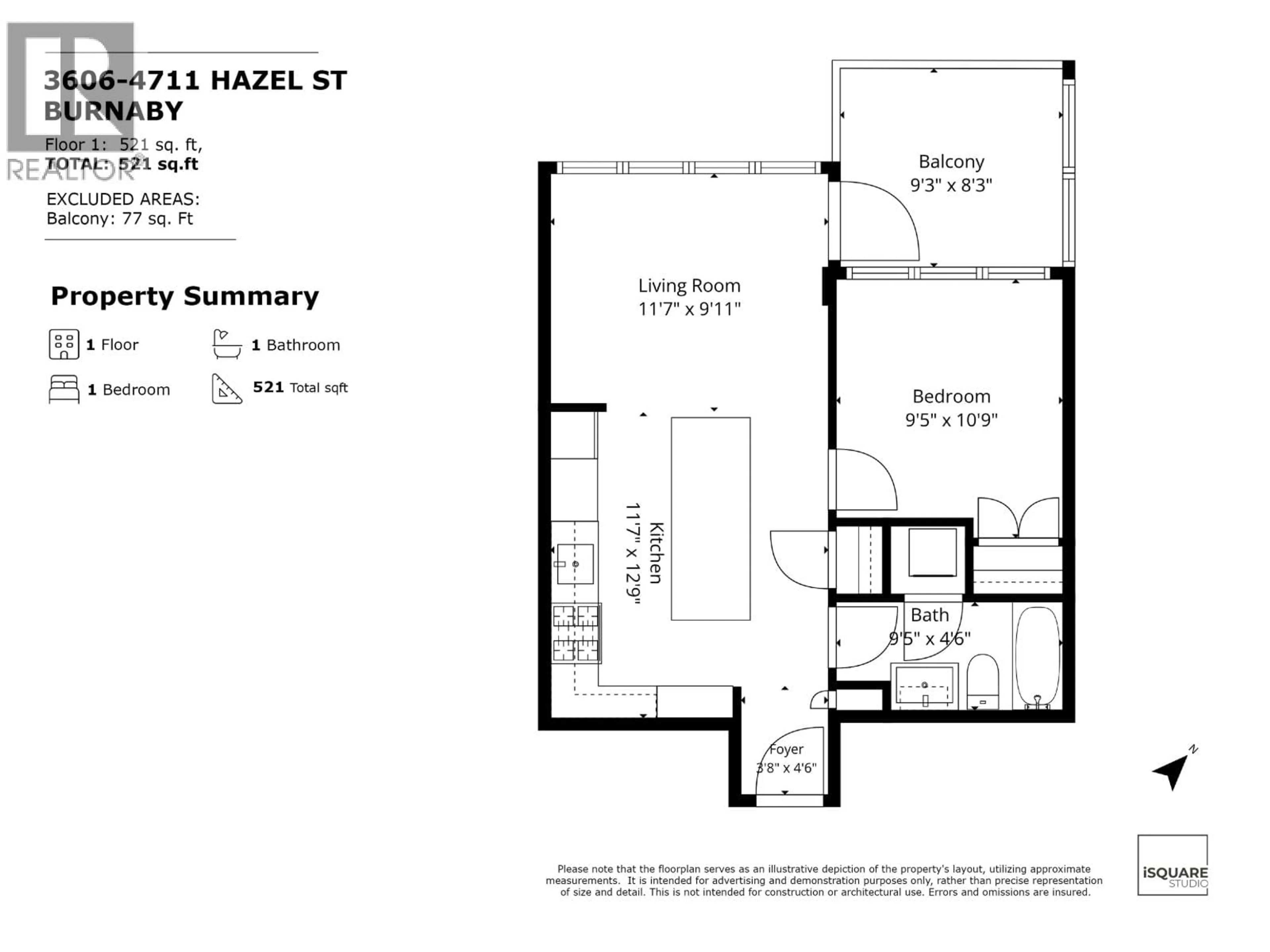 Floor plan for 3606 - 4711 HAZEL STREET, Burnaby British Columbia V5H0J9