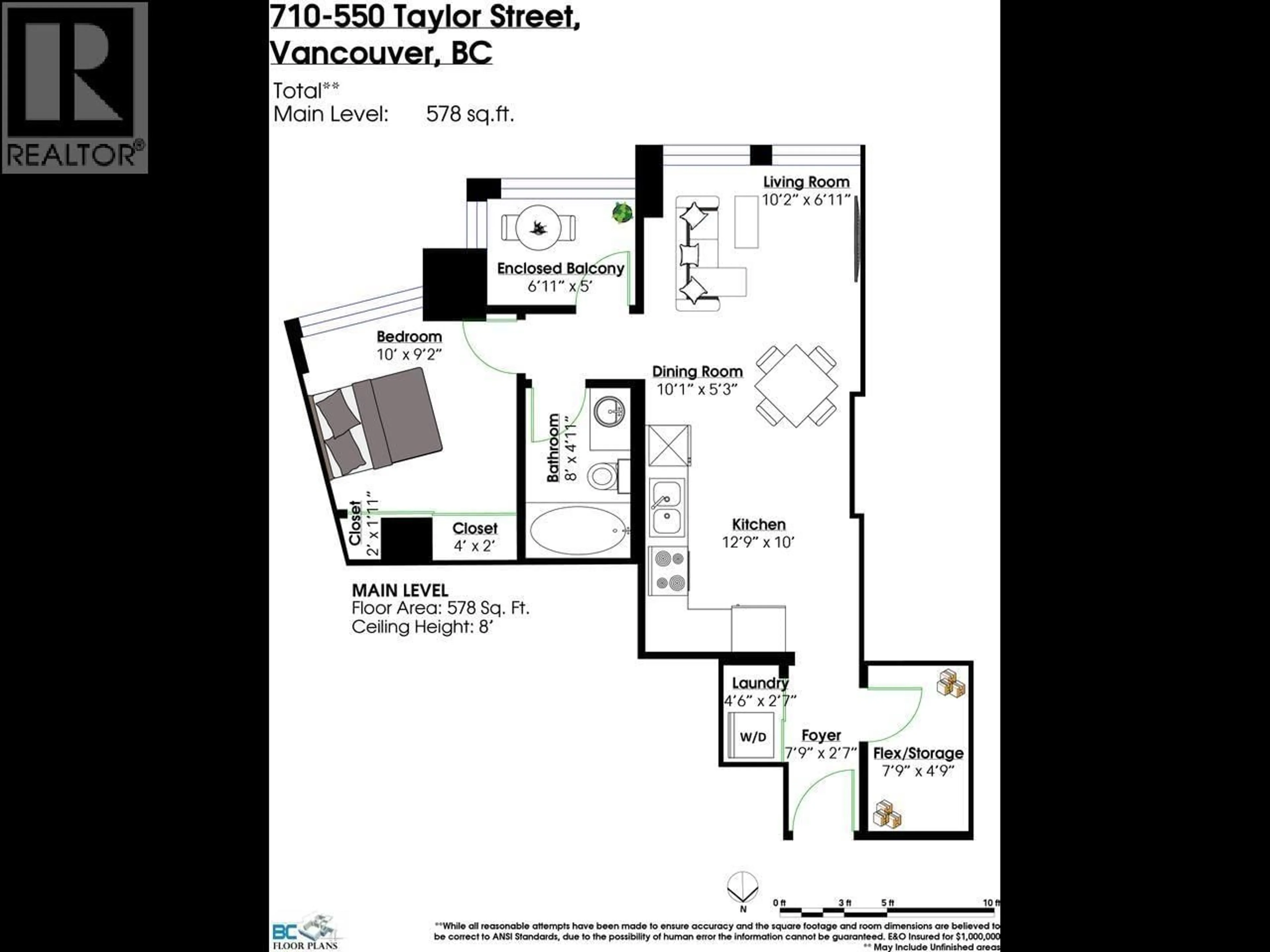 Floor plan for 710 - 550 TAYLOR STREET, Vancouver British Columbia V6B1R1