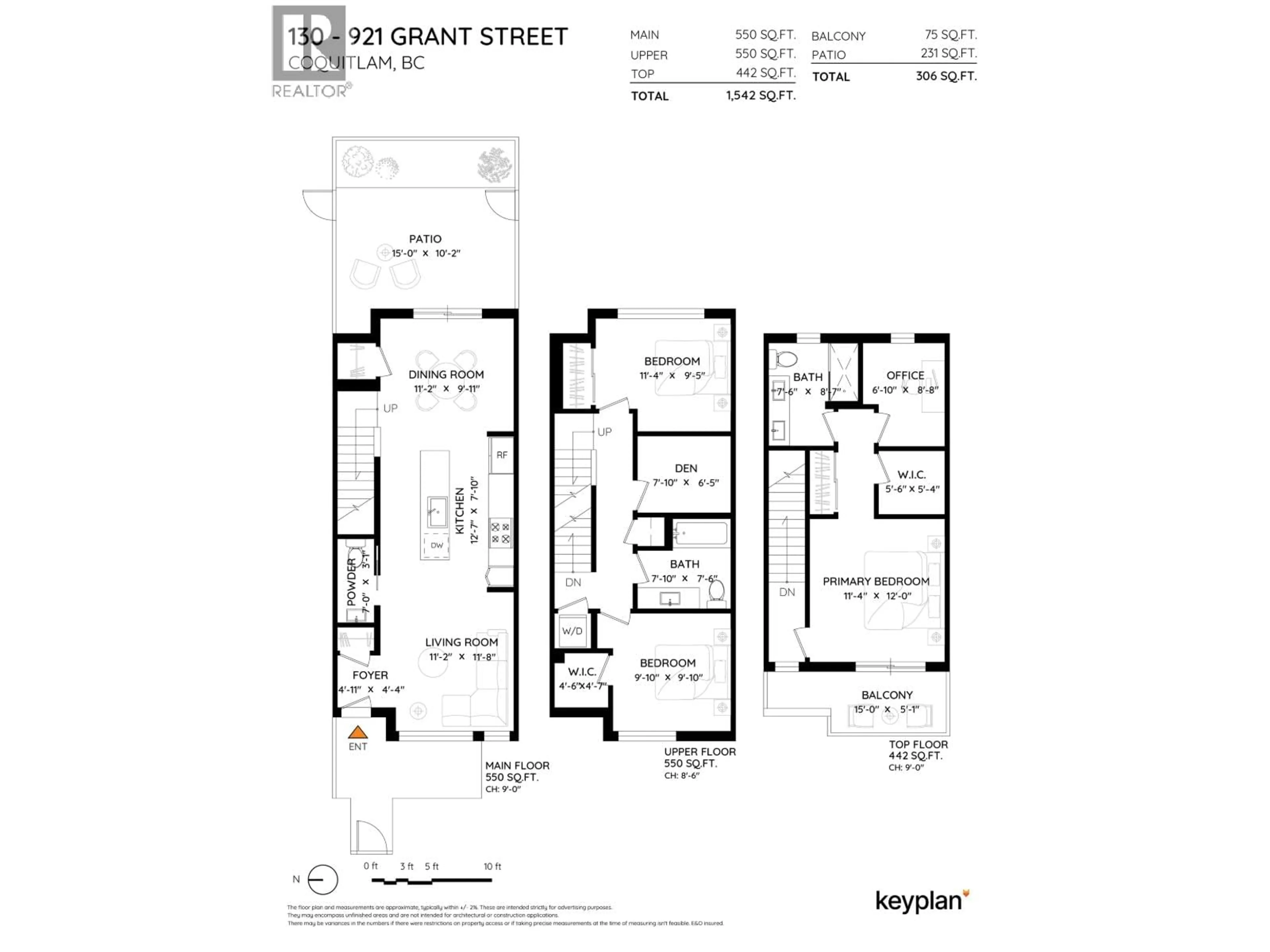 Floor plan for 130 - 921 GRANT STREET, Coquitlam British Columbia V3J0S2