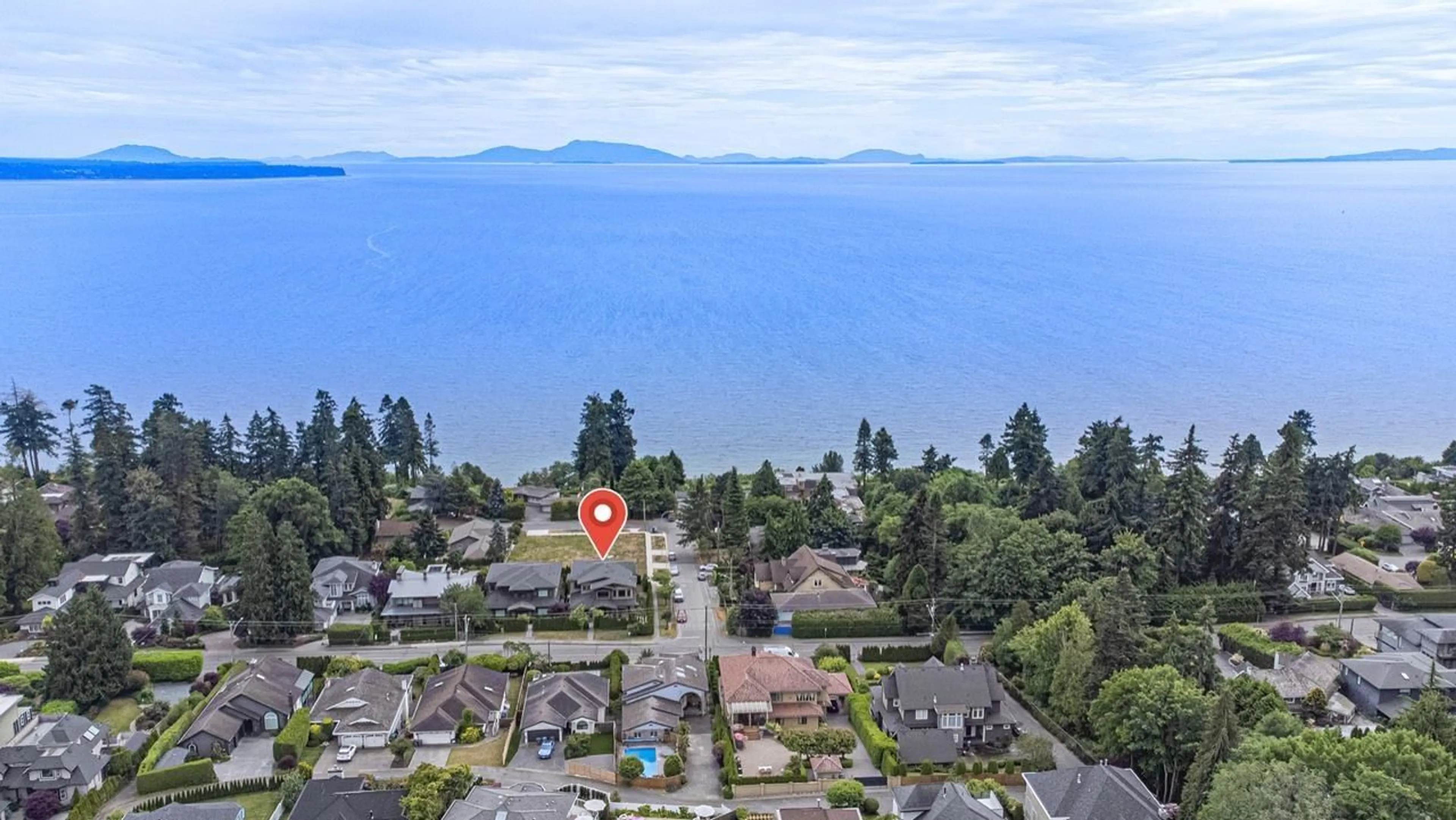 A pic from outside/outdoor area/front of a property/back of a property/a pic from drone, water/lake/river/ocean view for 13372 MARINE DRIVE, Surrey British Columbia V4A1G2