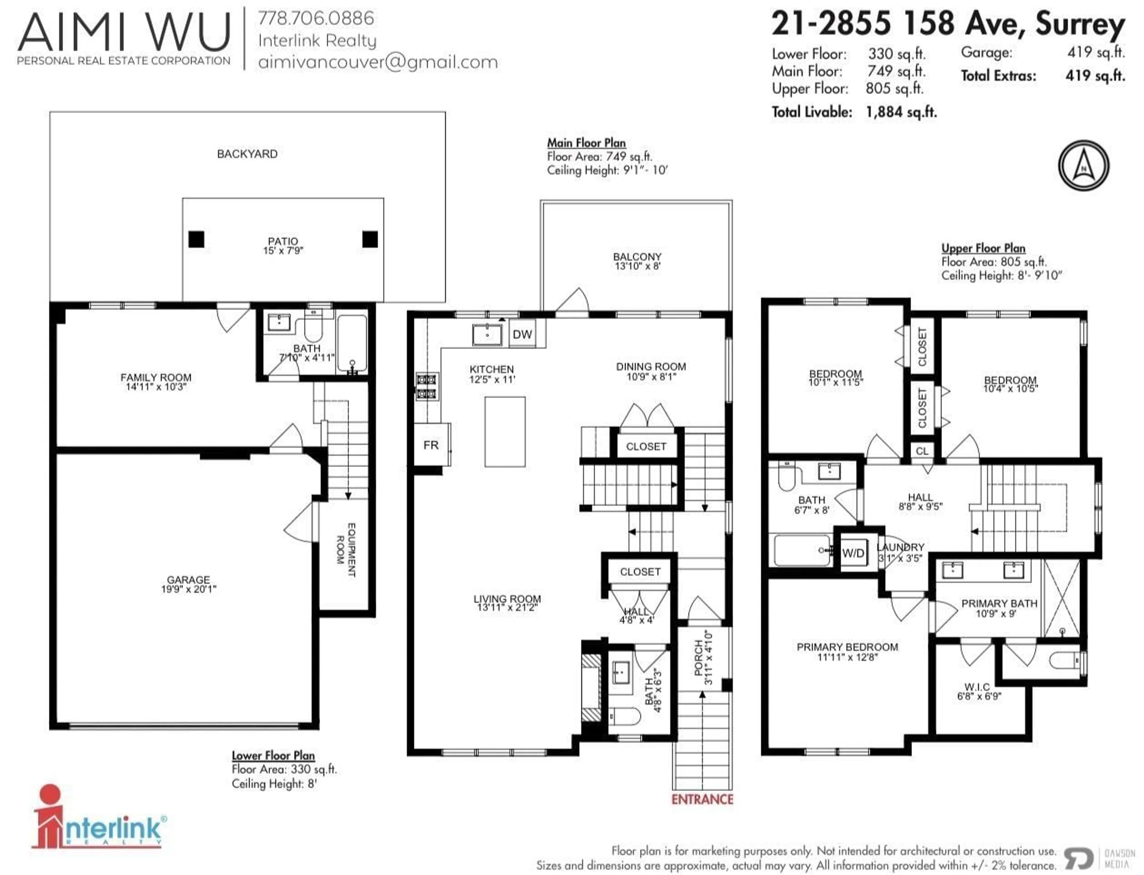 Floor plan for 21 - 2855 158 STREET, Surrey British Columbia V3Z0P5
