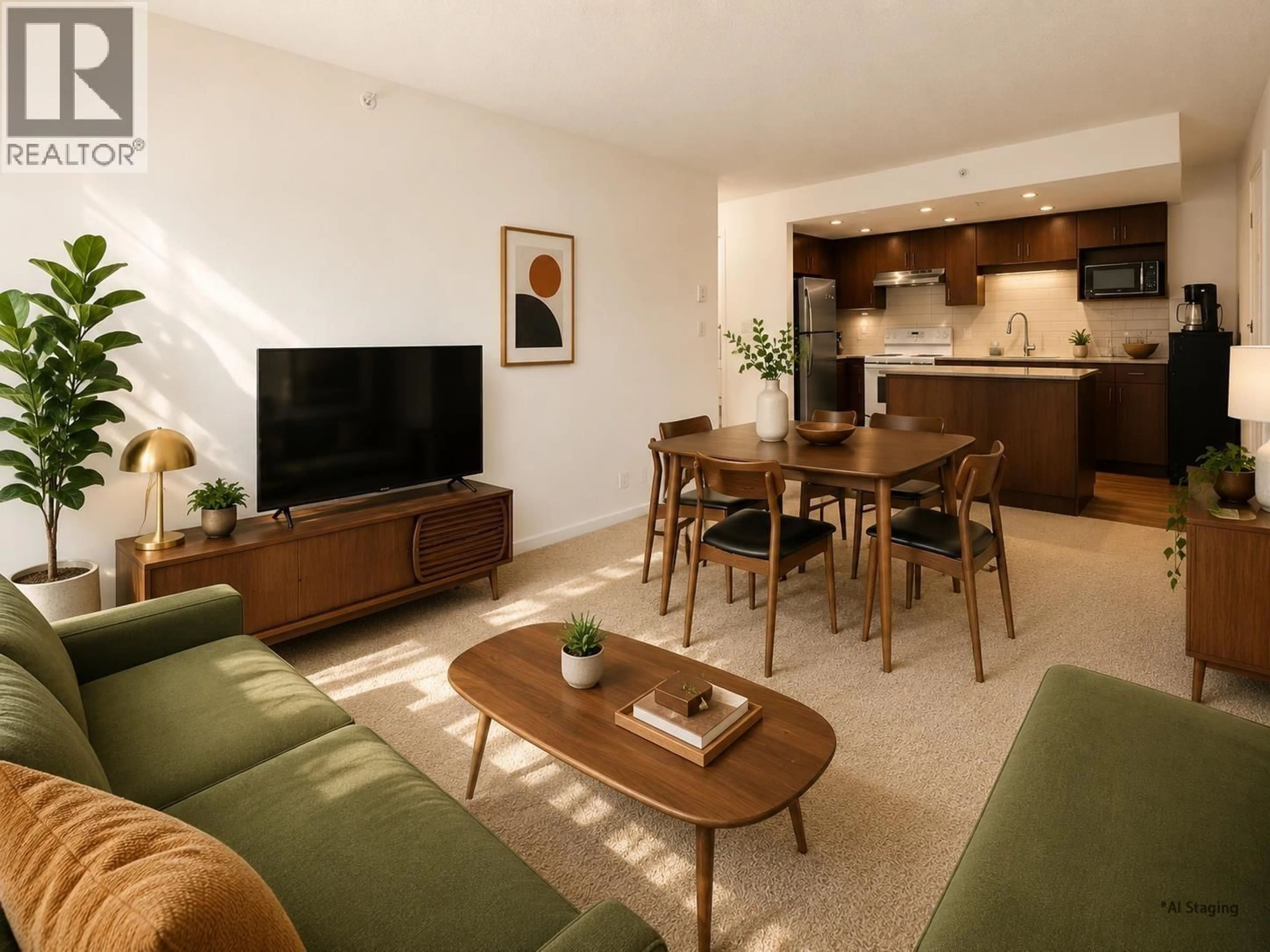 Living room with furniture, unknown for 207 - 9262 UNIVERSITY CRESCENT, Burnaby British Columbia V5A0A4