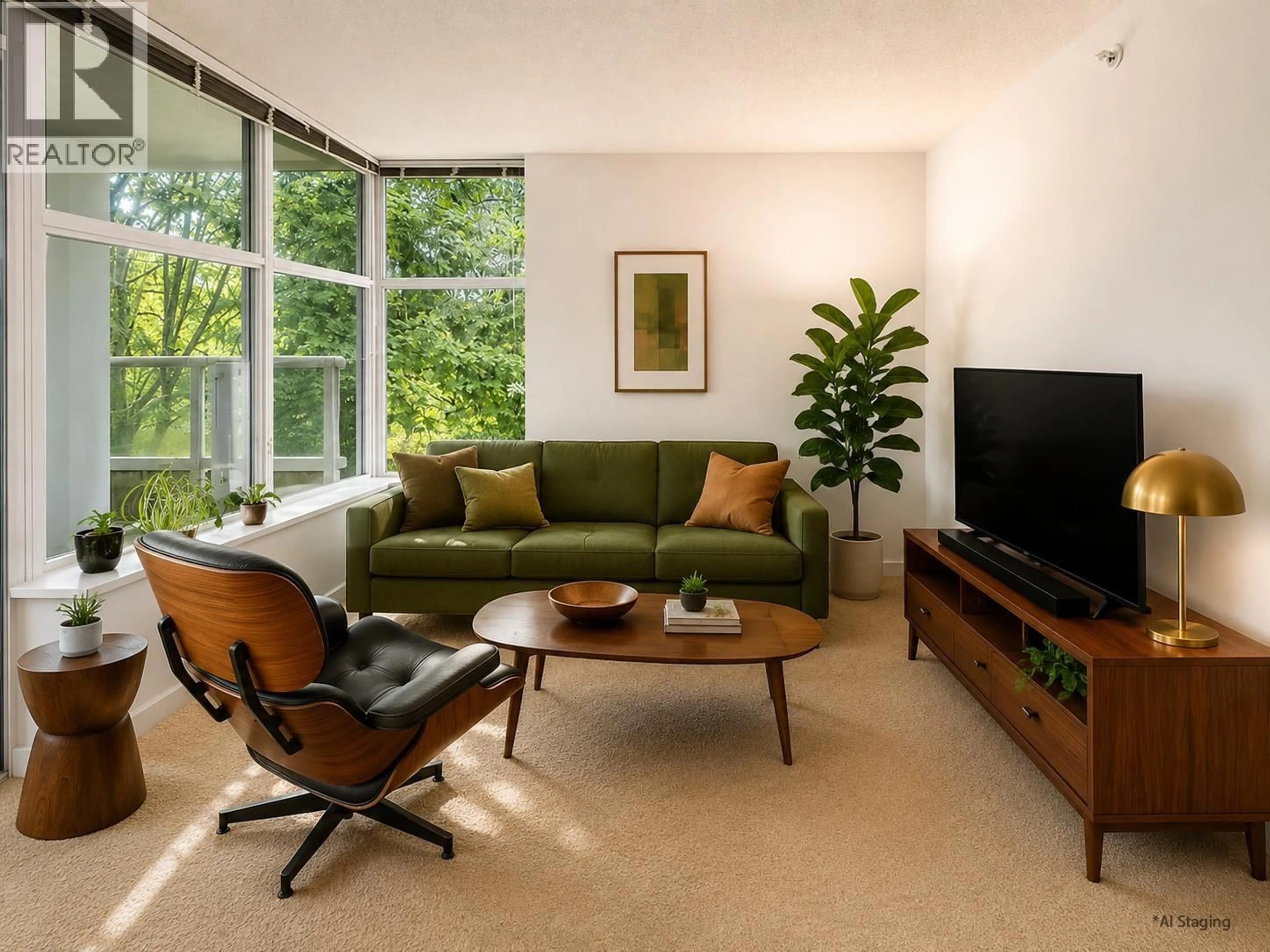 Living room with furniture, unknown for 207 - 9262 UNIVERSITY CRESCENT, Burnaby British Columbia V5A0A4