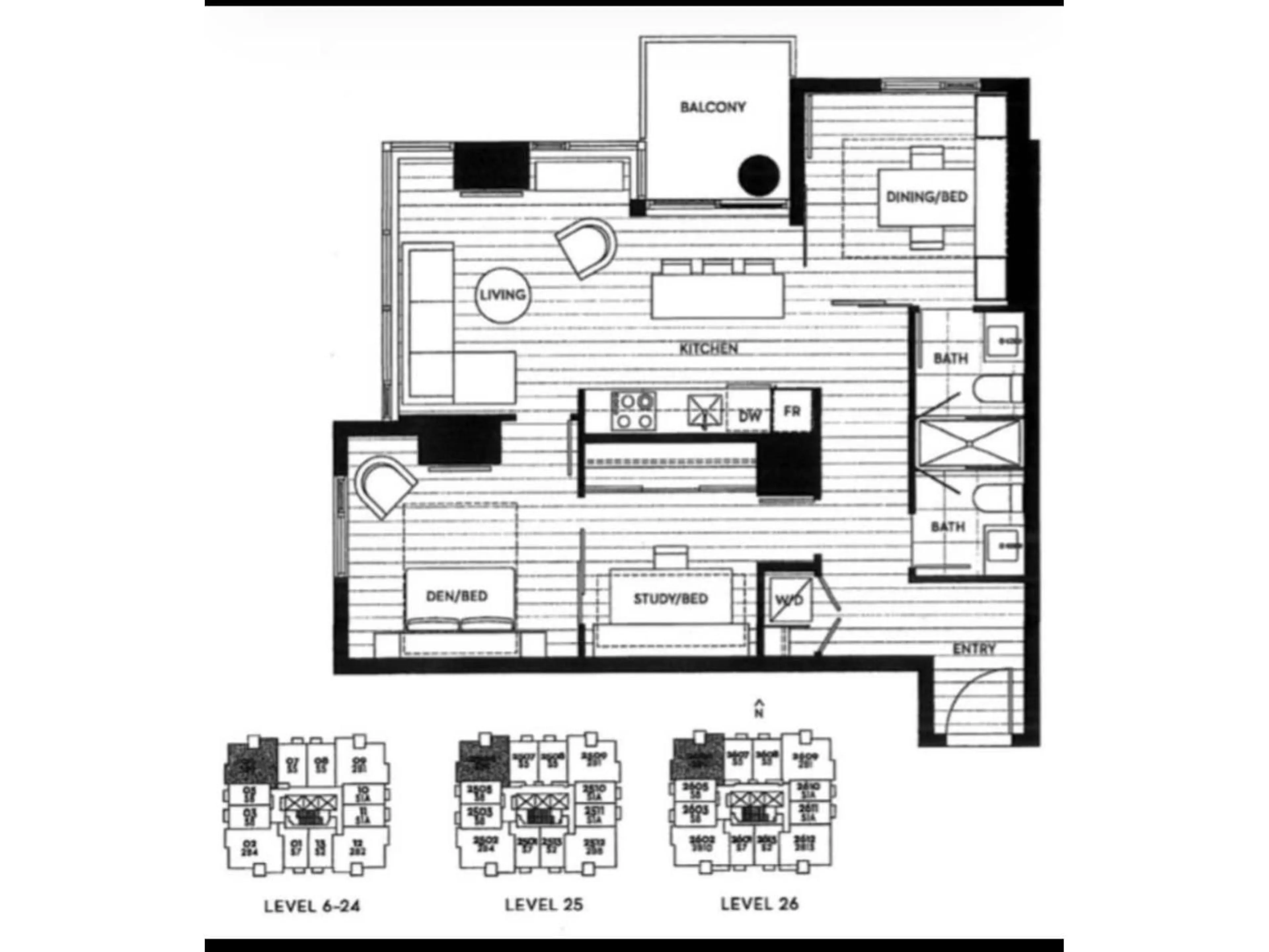 Floor plan for 2406 - 13438 CENTRAL AVENUE, Surrey British Columbia V3T0N2
